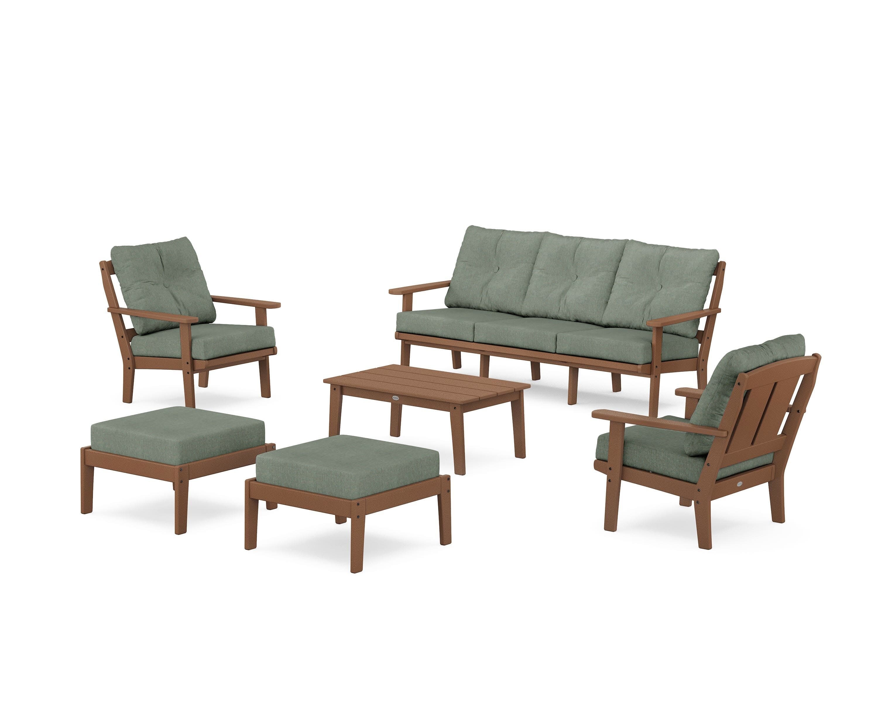 Mission 6-Piece Lounge Sofa Set in Teak / Cast Sage