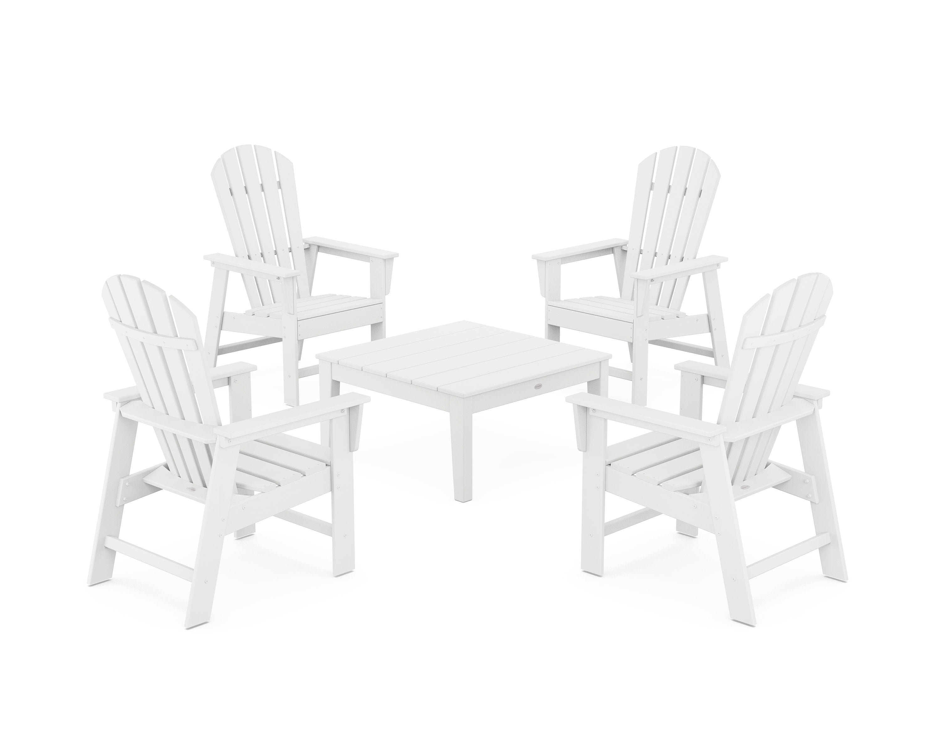 5-Piece South Beach Casual Chair Conversation Set with 36" Conversation Table in White