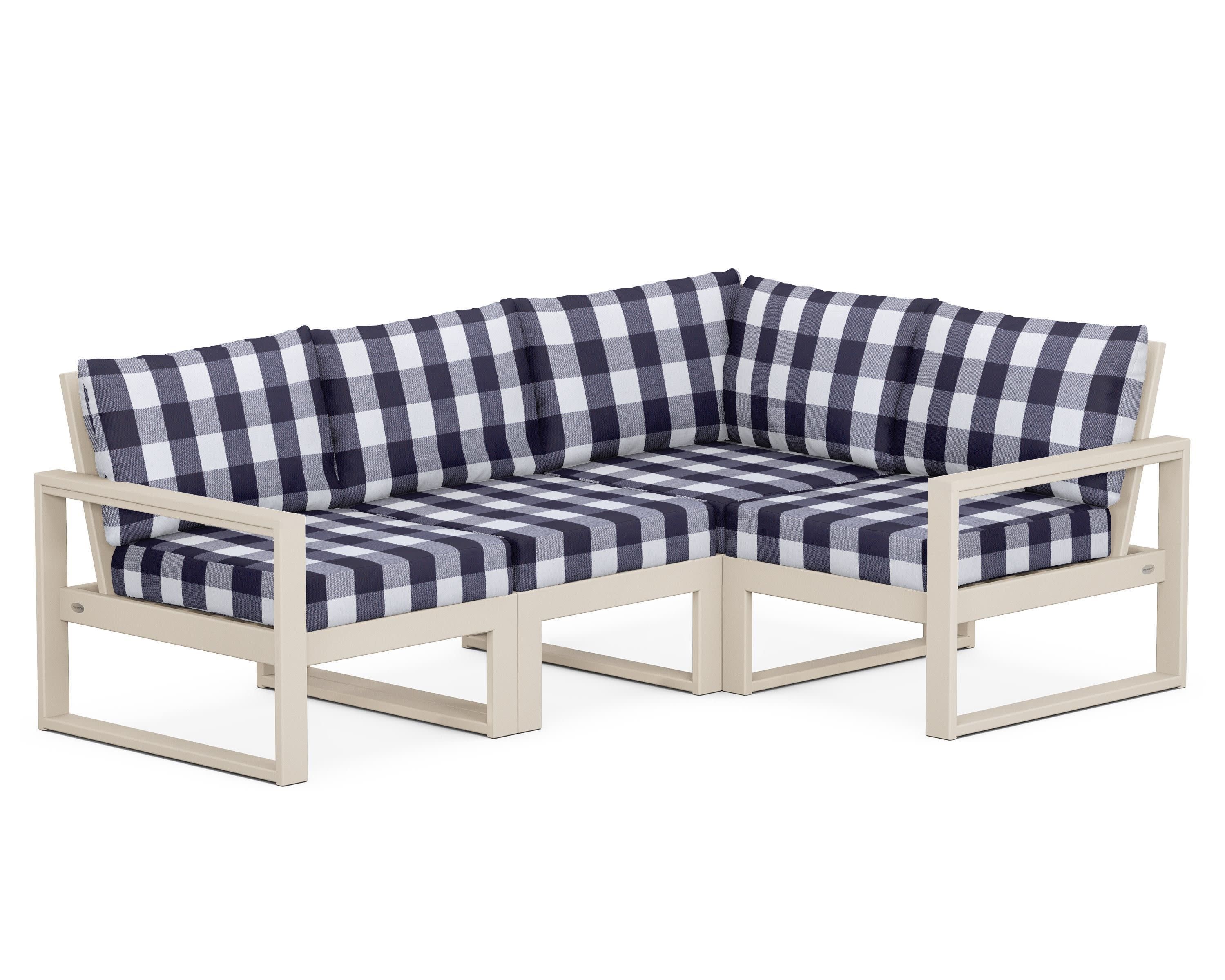 EDGE 4-Piece Modular Deep Seating Set in Sand / Buffalo Plaid Navy