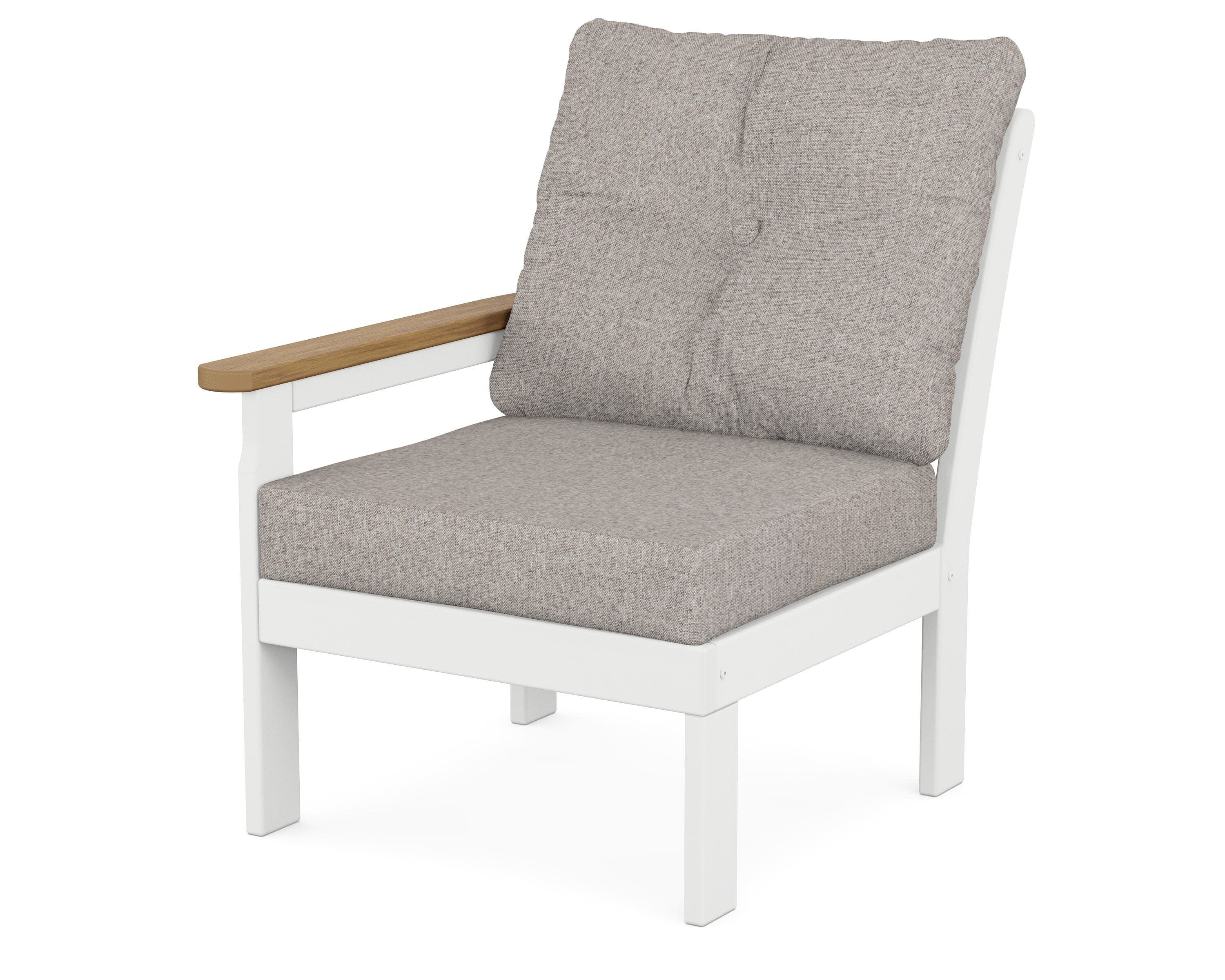 Vineyard Modular Left Arm Chair in White / Natural / Weathered Tweed
