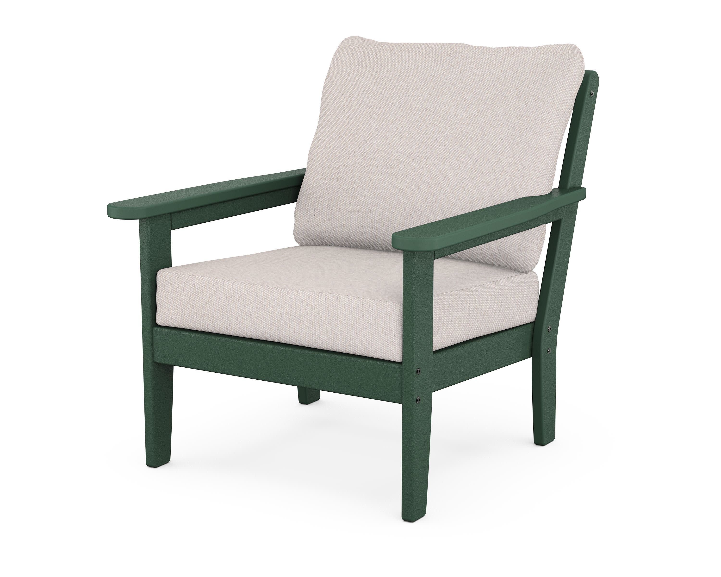 Cottage Deep Seating Chair in Green / Dune Burlap
