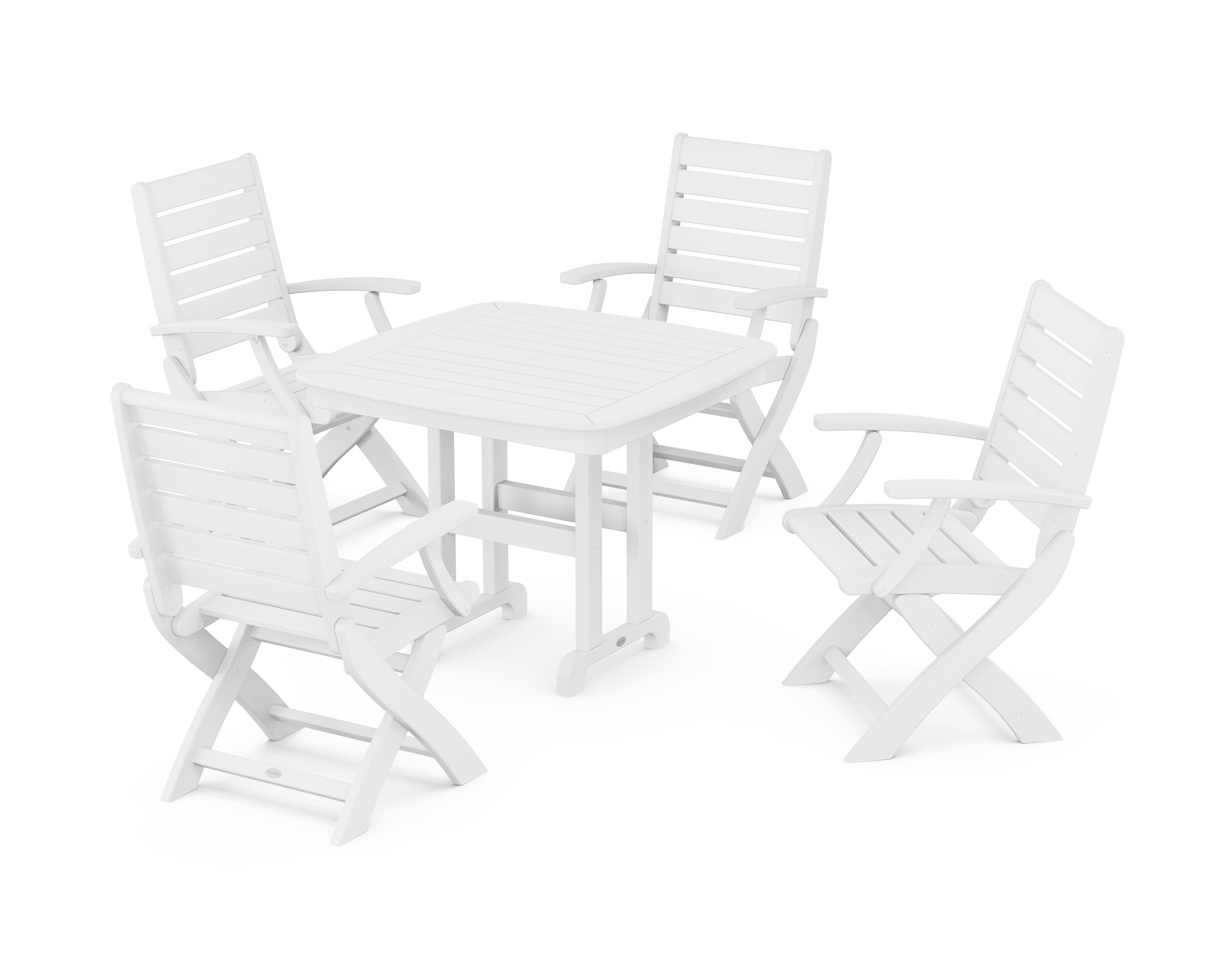 Signature Folding Chair 5-Piece Dining Set in White