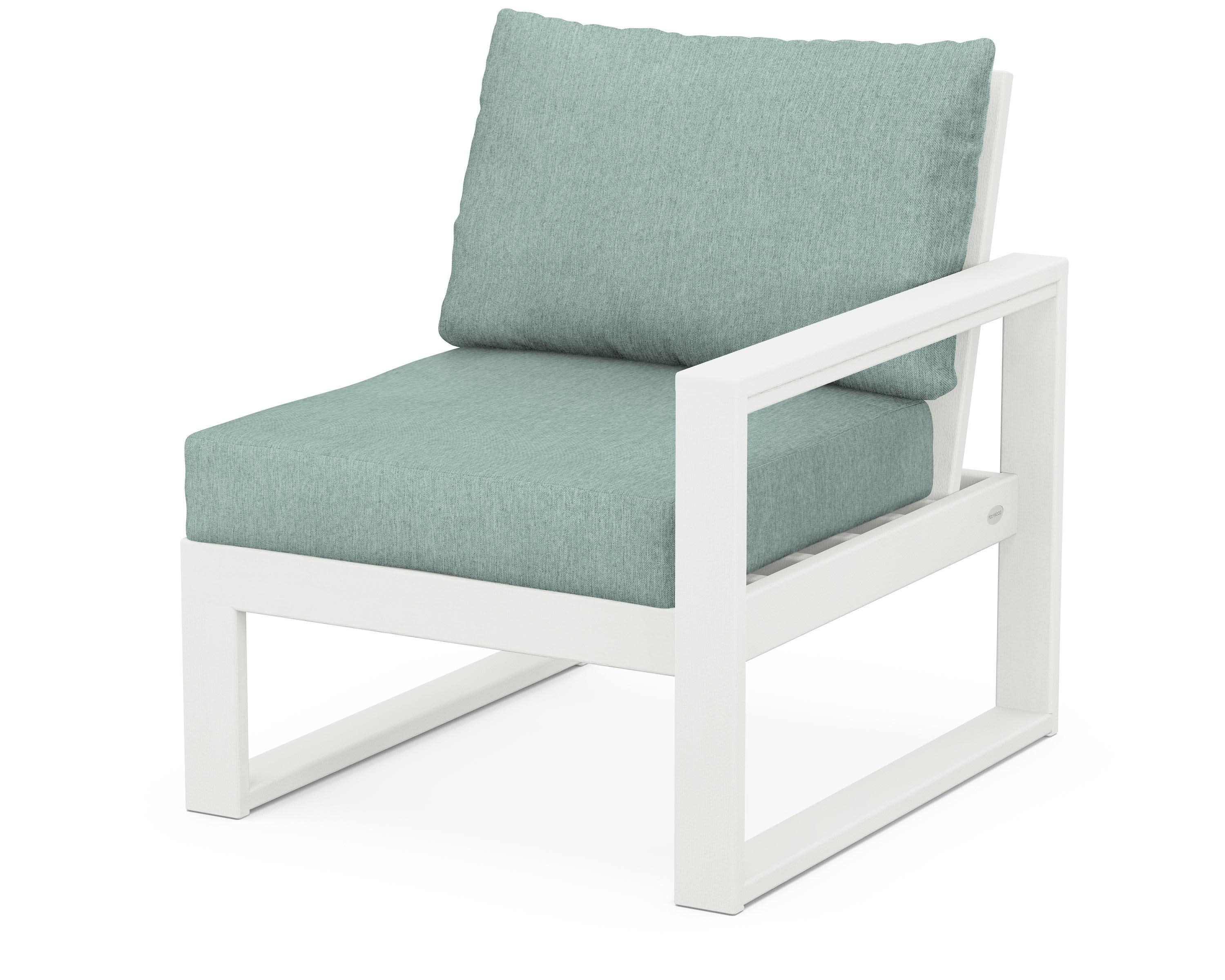 EDGE Modular Right Arm Chair in Vintage White / Glacier Spa