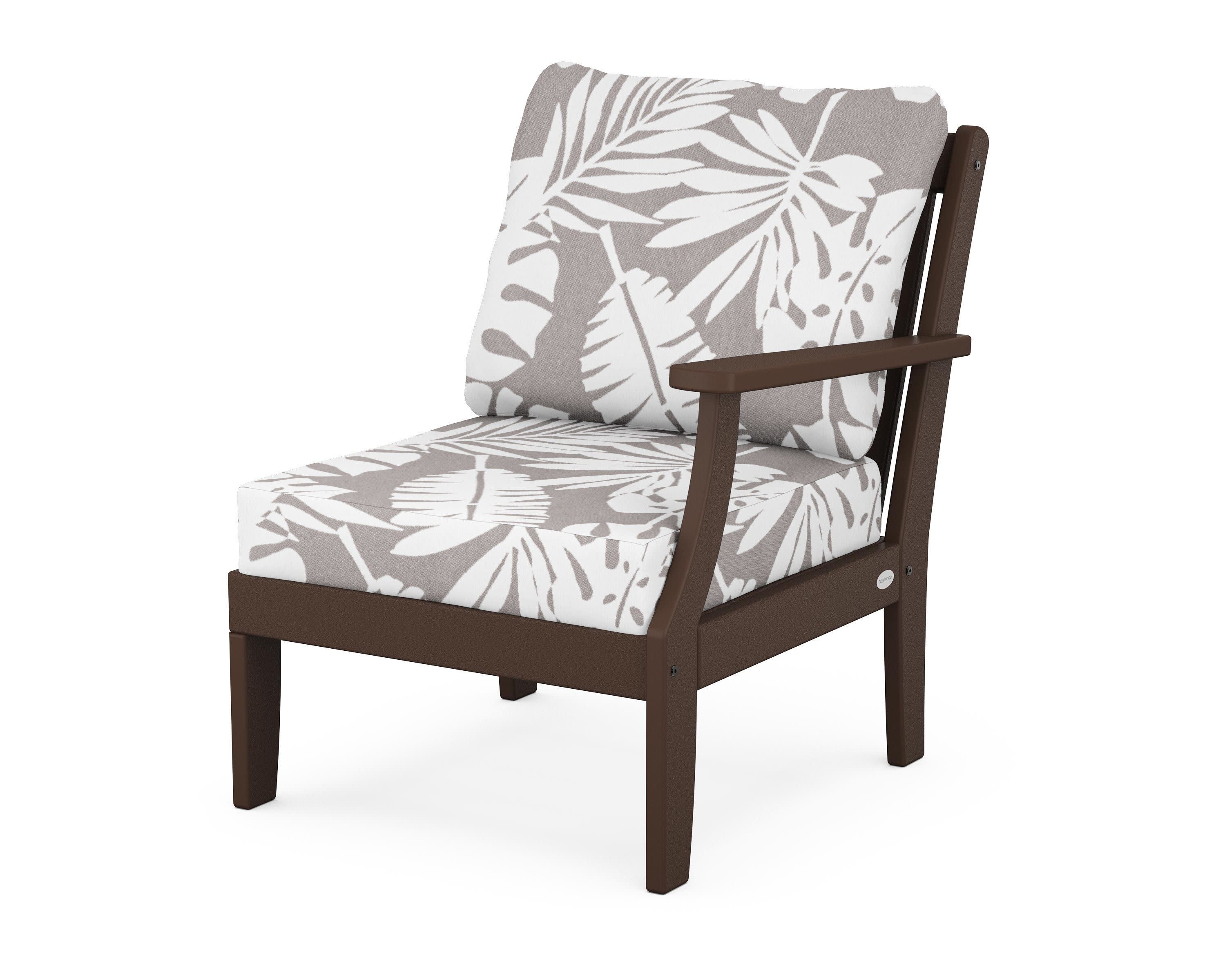 Braxton Modular Right Arm Chair in Mahogany / Leaf Grey Mist