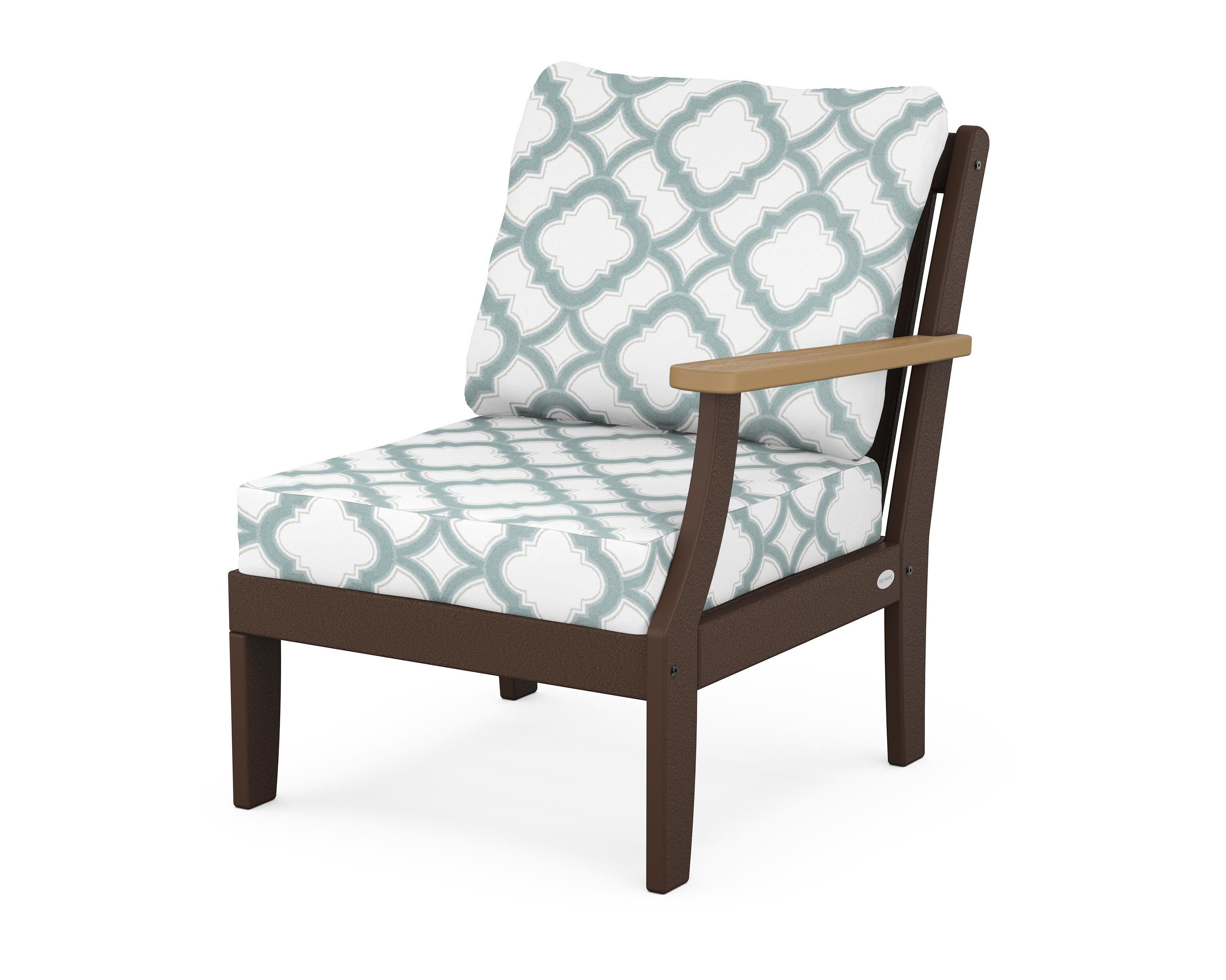 Braxton Modular Right Arm Chair in Mahogany / Natural / Trellis Glacier Spa