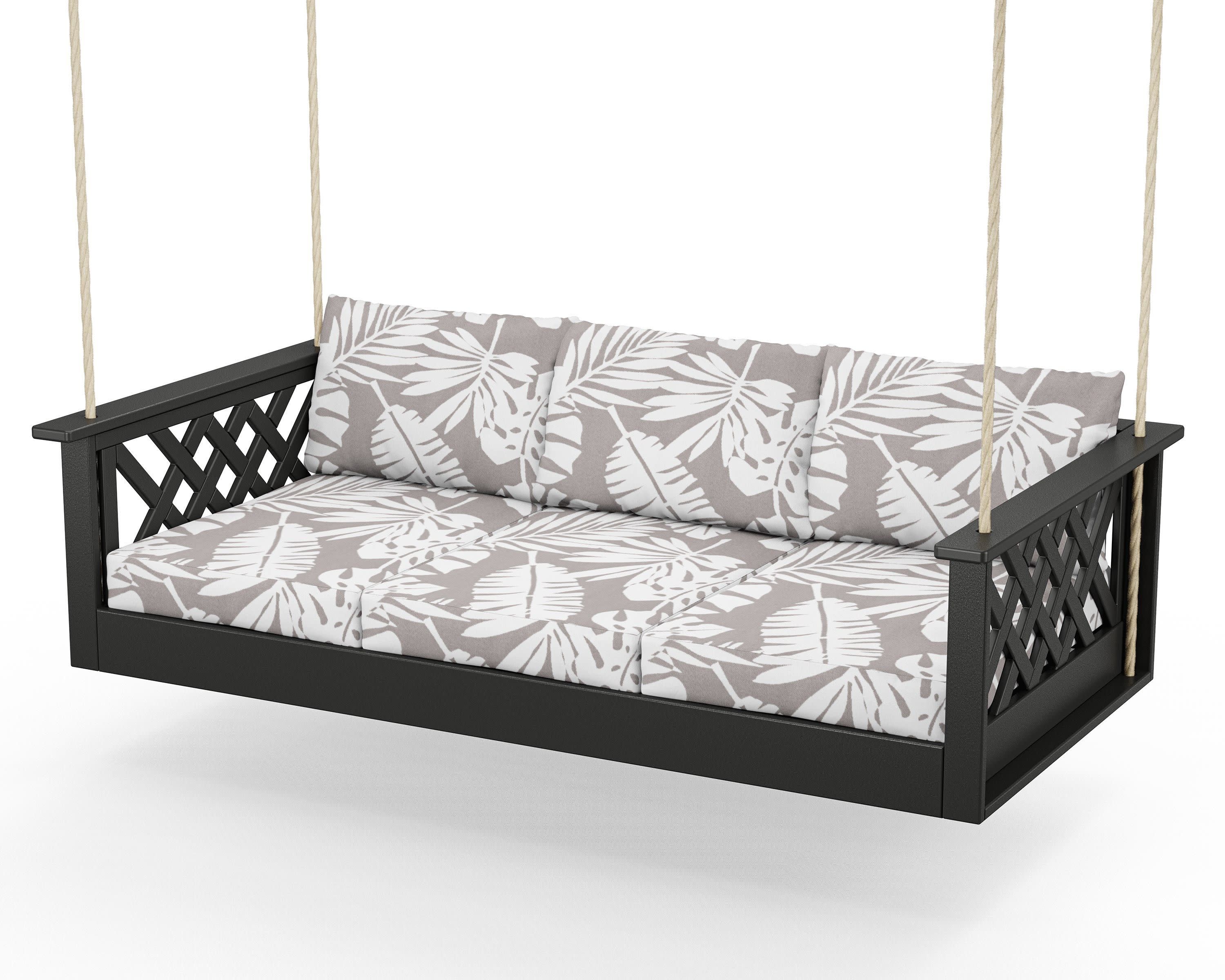 Wovendale Daybed Swing in Black / Leaf Grey Mist