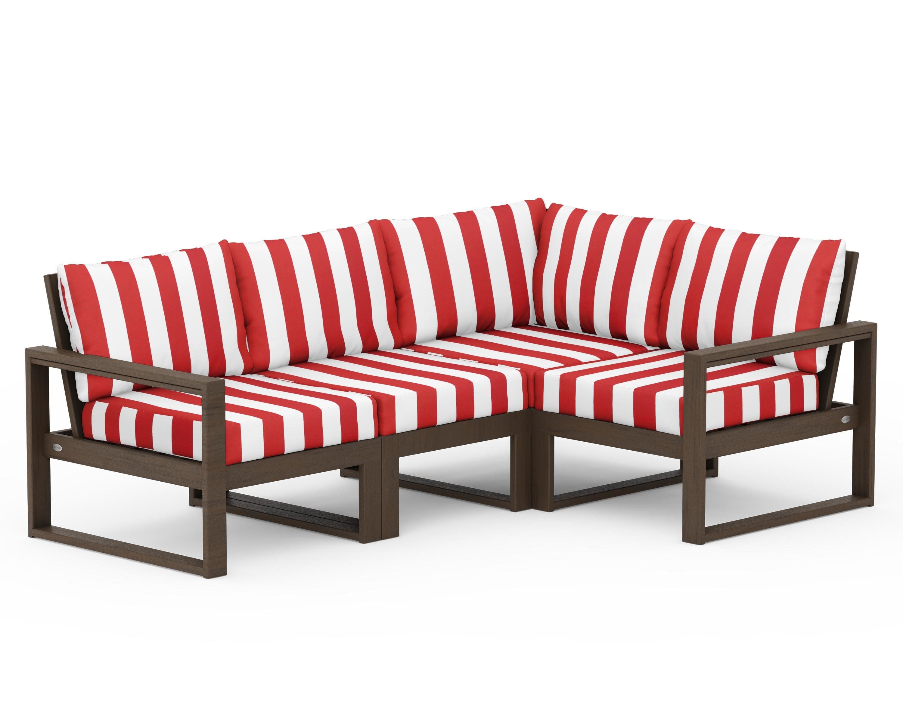 EDGE 4-Piece Modular Deep Seating Set in Kona / Cabana Stripe Crimson