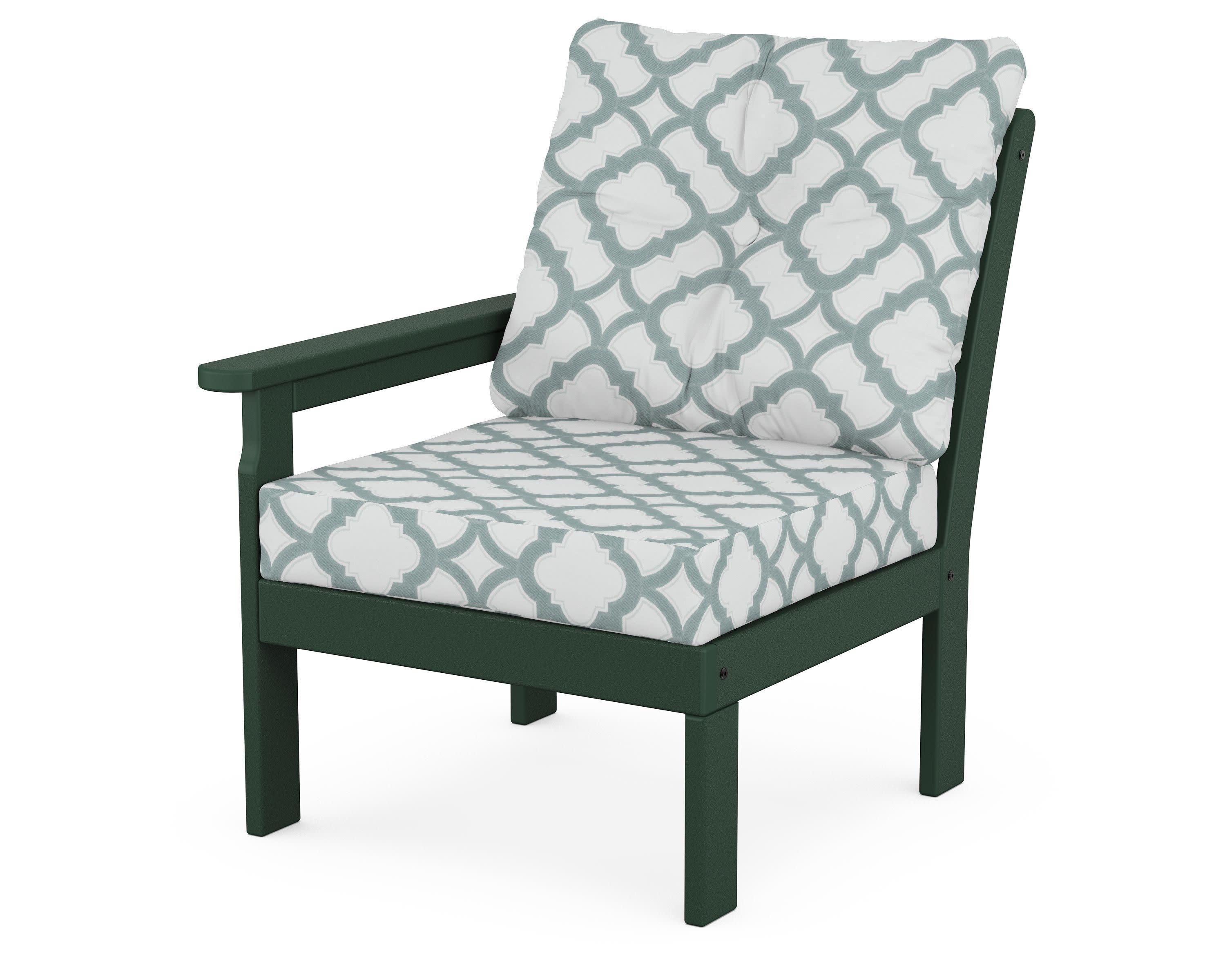 Vineyard Modular Left Arm Chair in Green / Trellis Glacier Spa