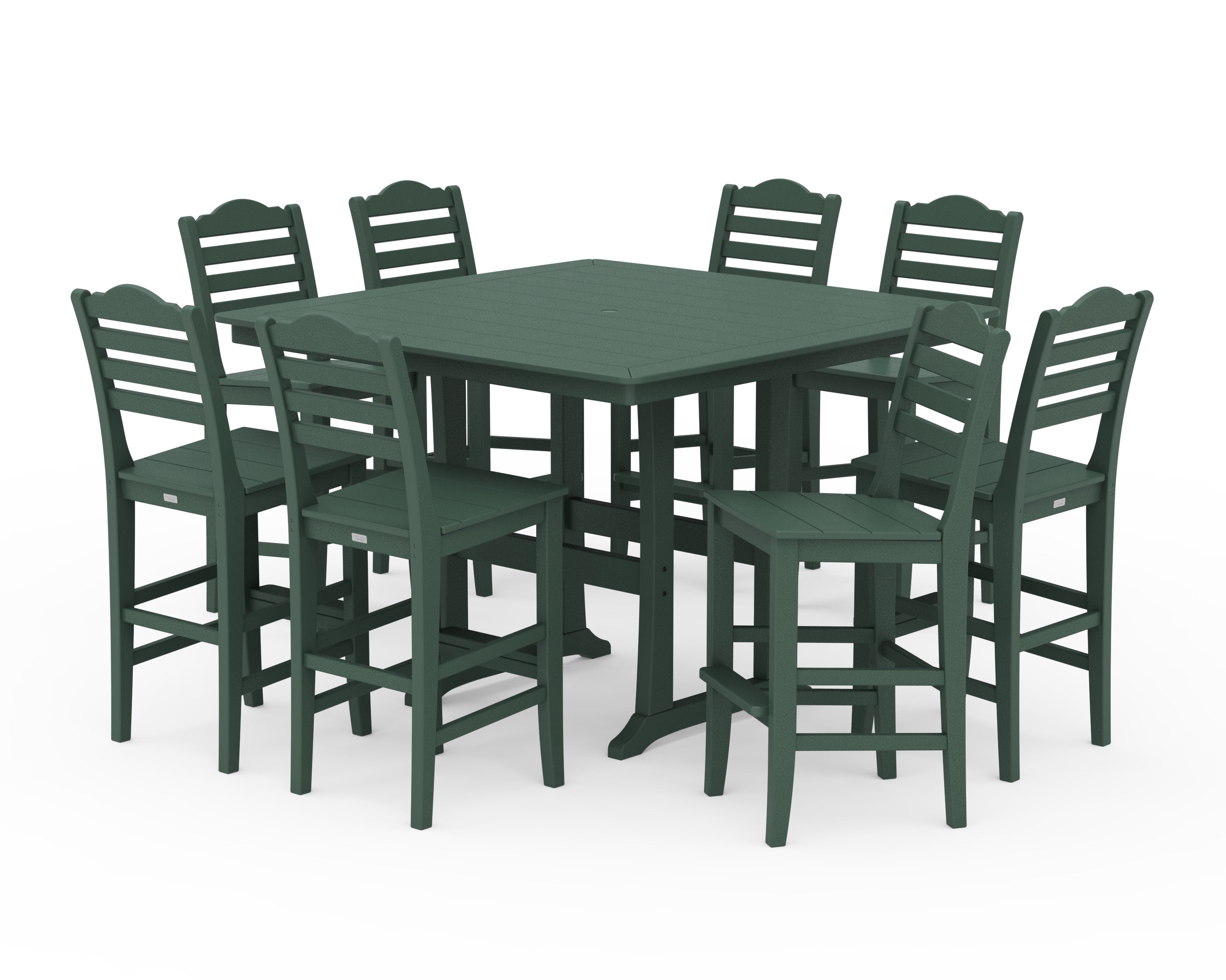 Savannah Side Chair 9-Piece Square Bar Set with Trestle Legs in Green