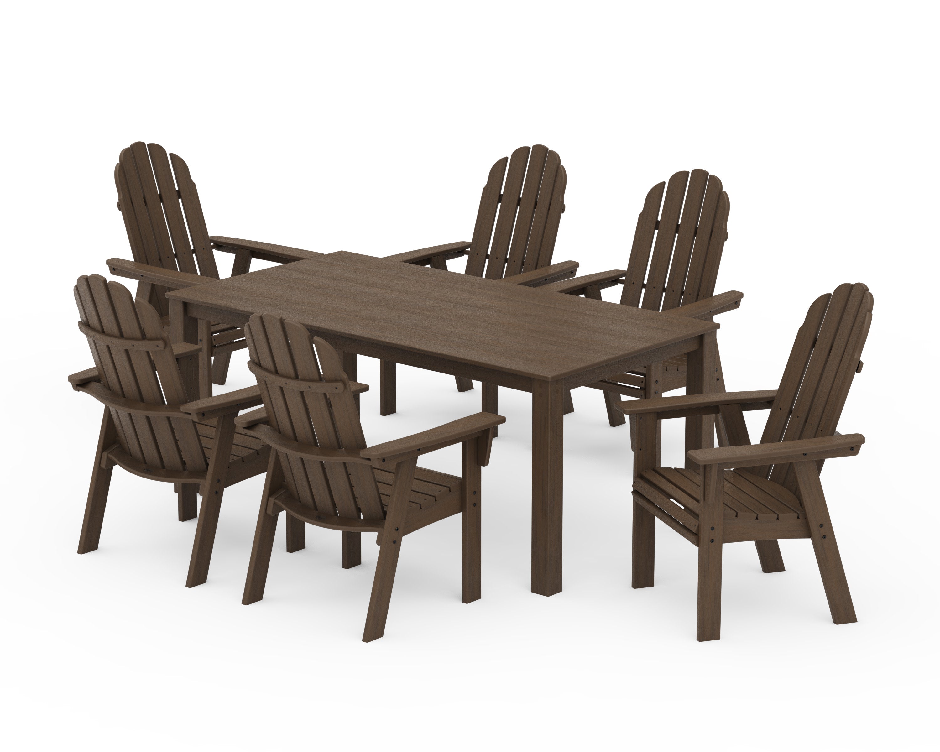 Vineyard Curveback Adirondack 7-Piece Parsons Dining Set in Kona