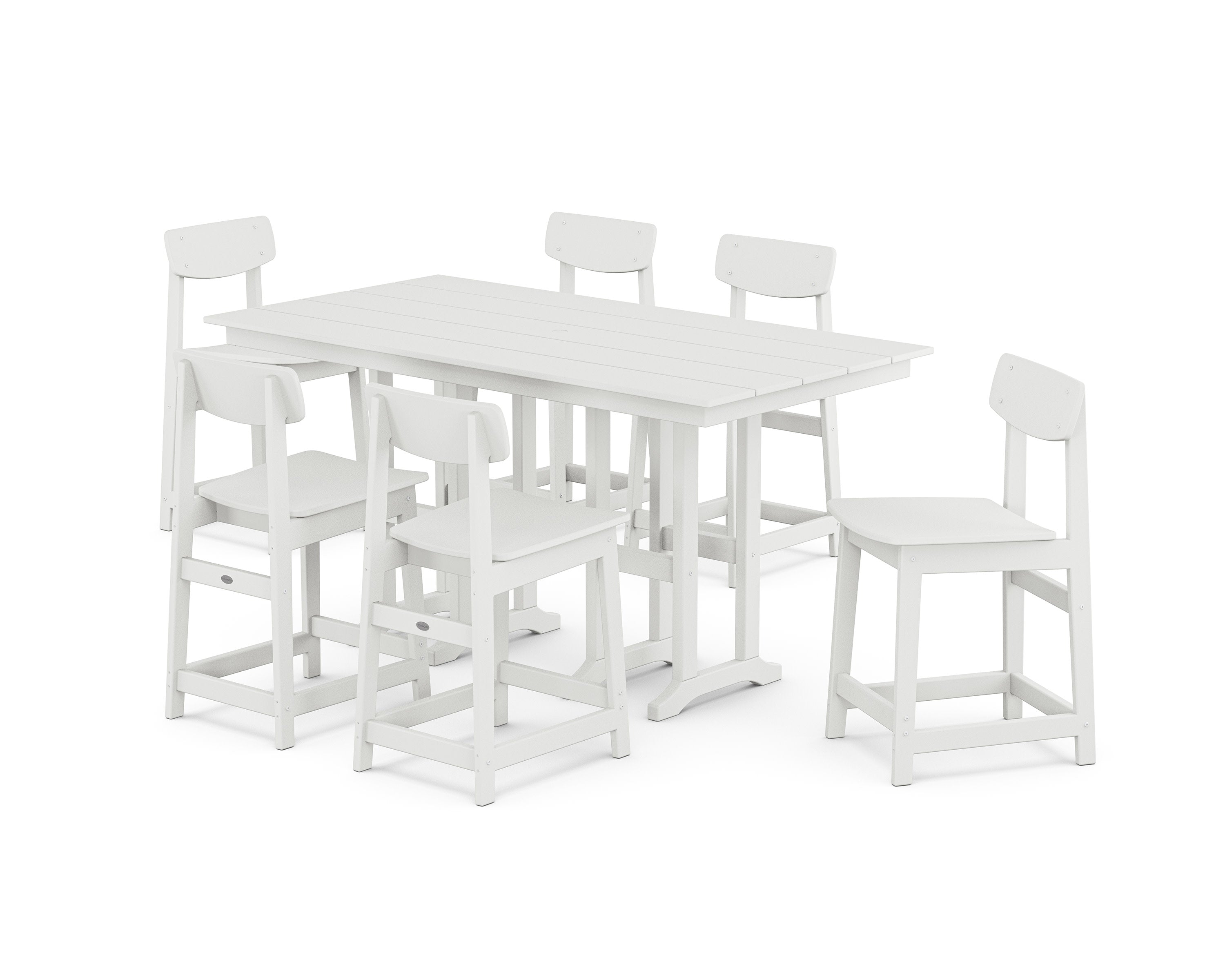 Modern Studio Urban Counter Chair 7-Piece Set in White
