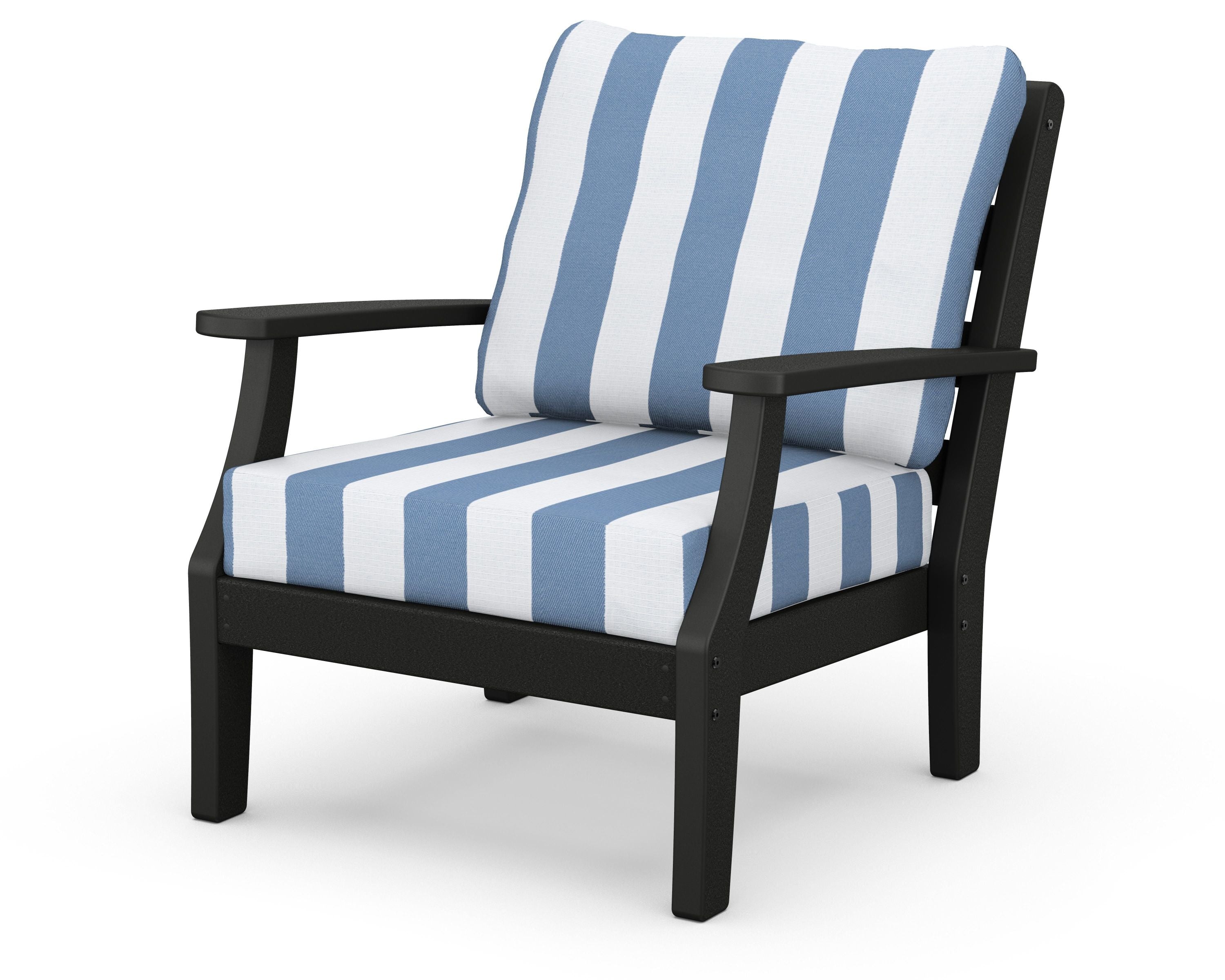 Chesapeake Deep Seating Chair in Black / Cabana Stripe Sky Blue