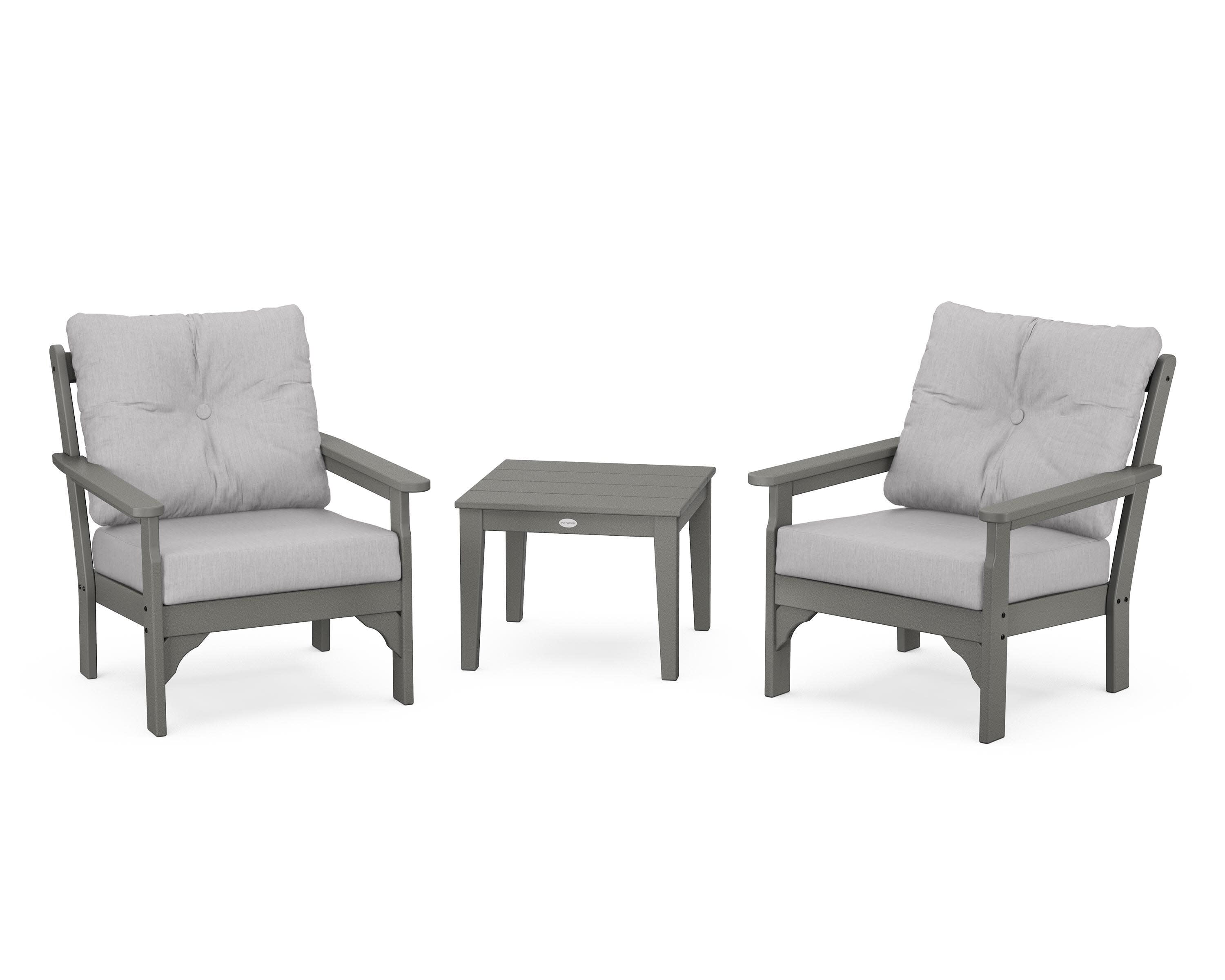 Vineyard 3-Piece Deep Seating Set in Slate Grey / Granite