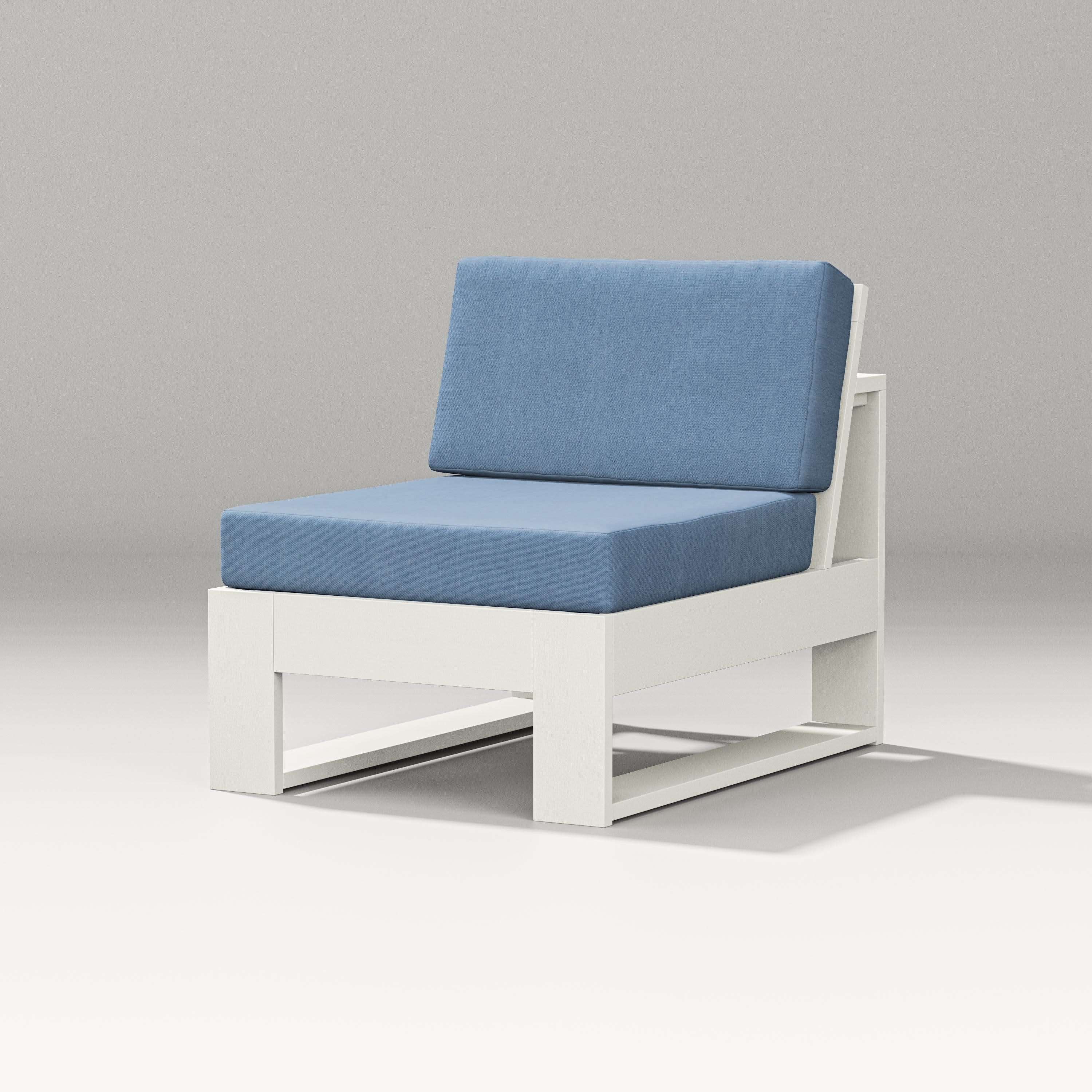 Latitude Modular Armless Chair in Vintage White / Sky Blue