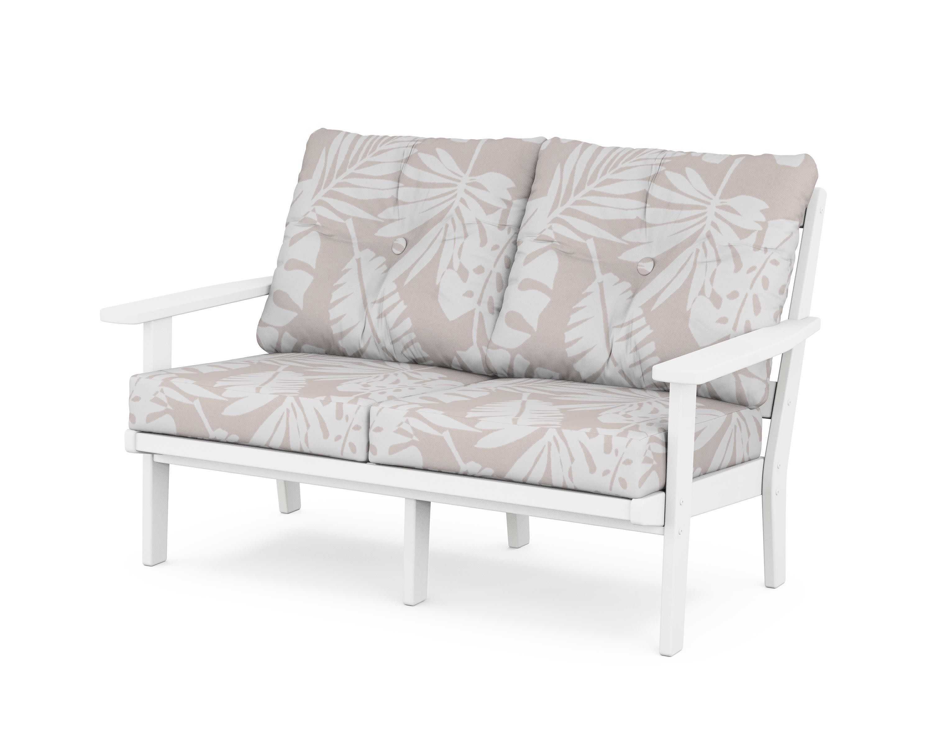 Oxford Deep SeatingLoveseat in White / Leaf Dune Burlap