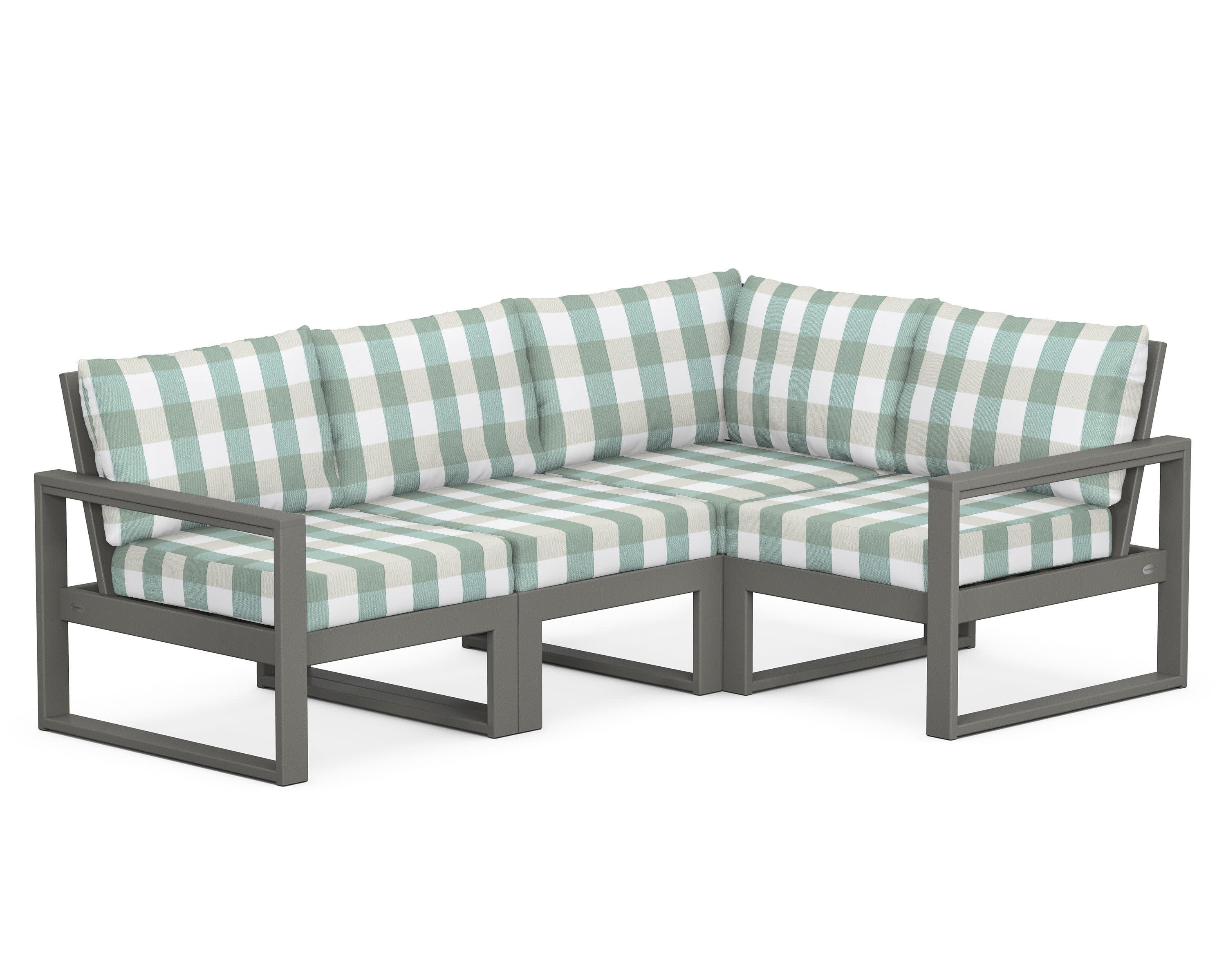 EDGE 4-Piece Modular Deep Seating Set in Slate Grey / Buffalo Plaid Glacier Spa