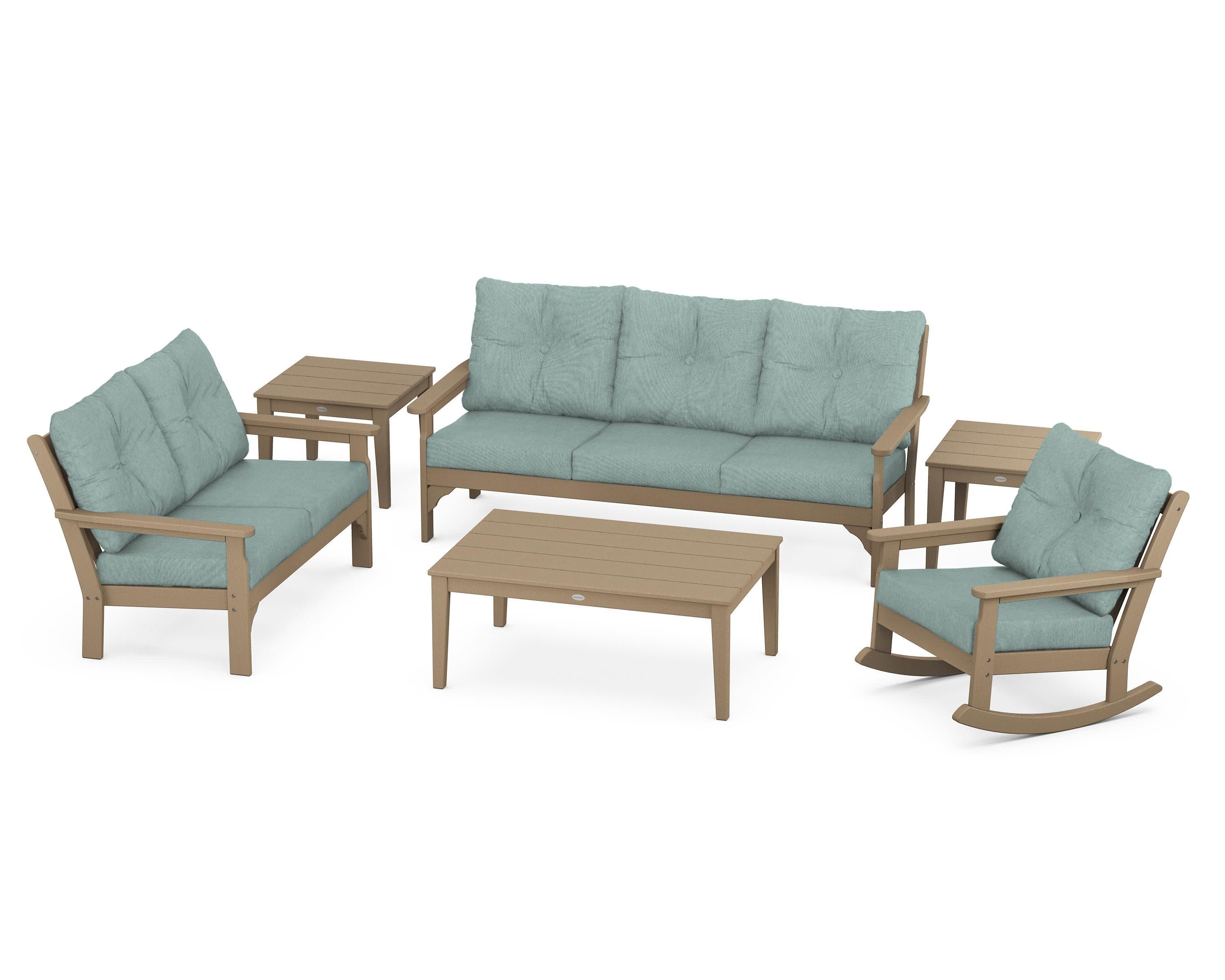 Vineyard 6-Piece Deep Seating Set in Vintage Sahara / Glacier Spa