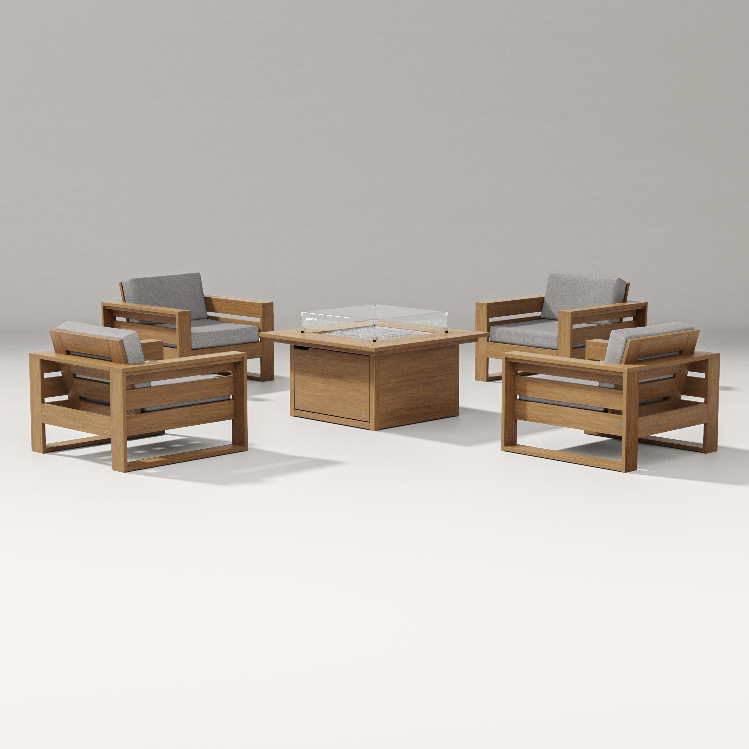 Latitude 5-Piece Lounge Fire Table Set in Natural / Grey Mist