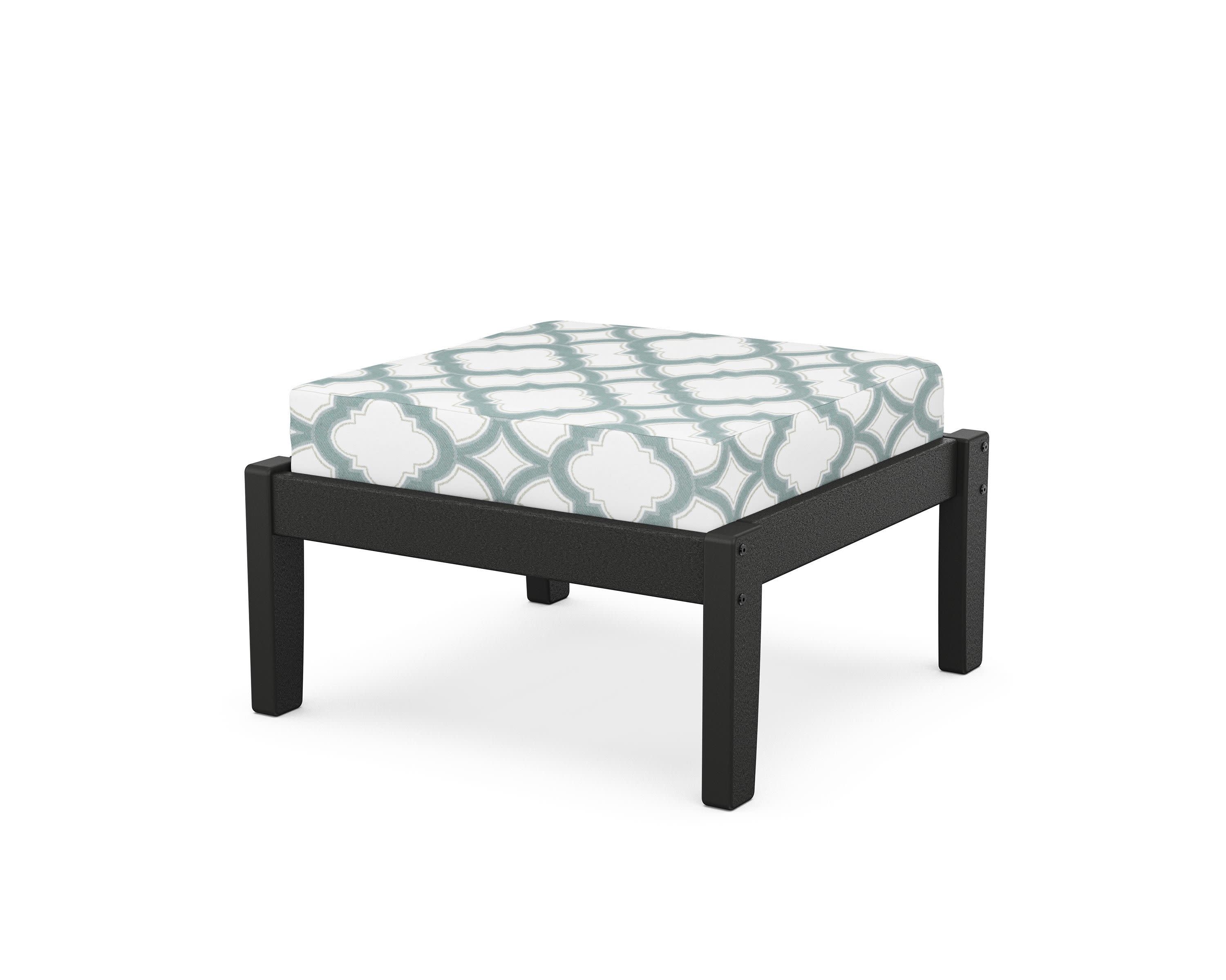 Deep Seating Ottoman in Black / Trellis Glacier Spa