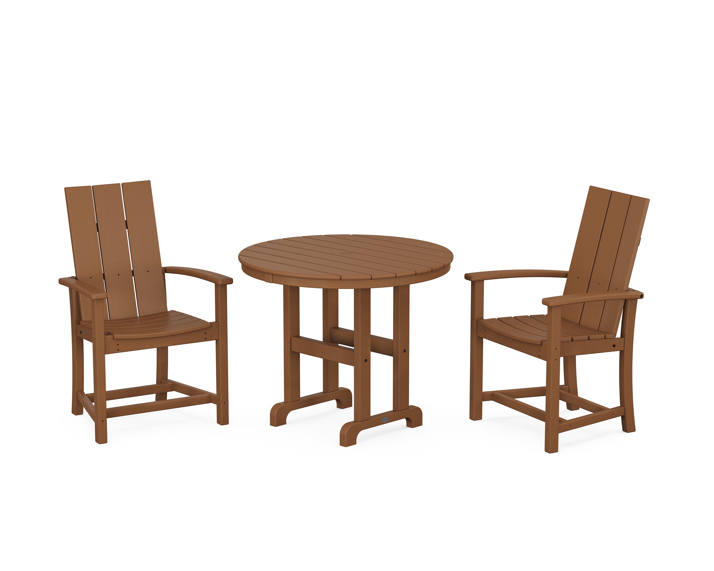 Modern Adirondack 3-Piece Round Farmhouse Dining Set in Teak