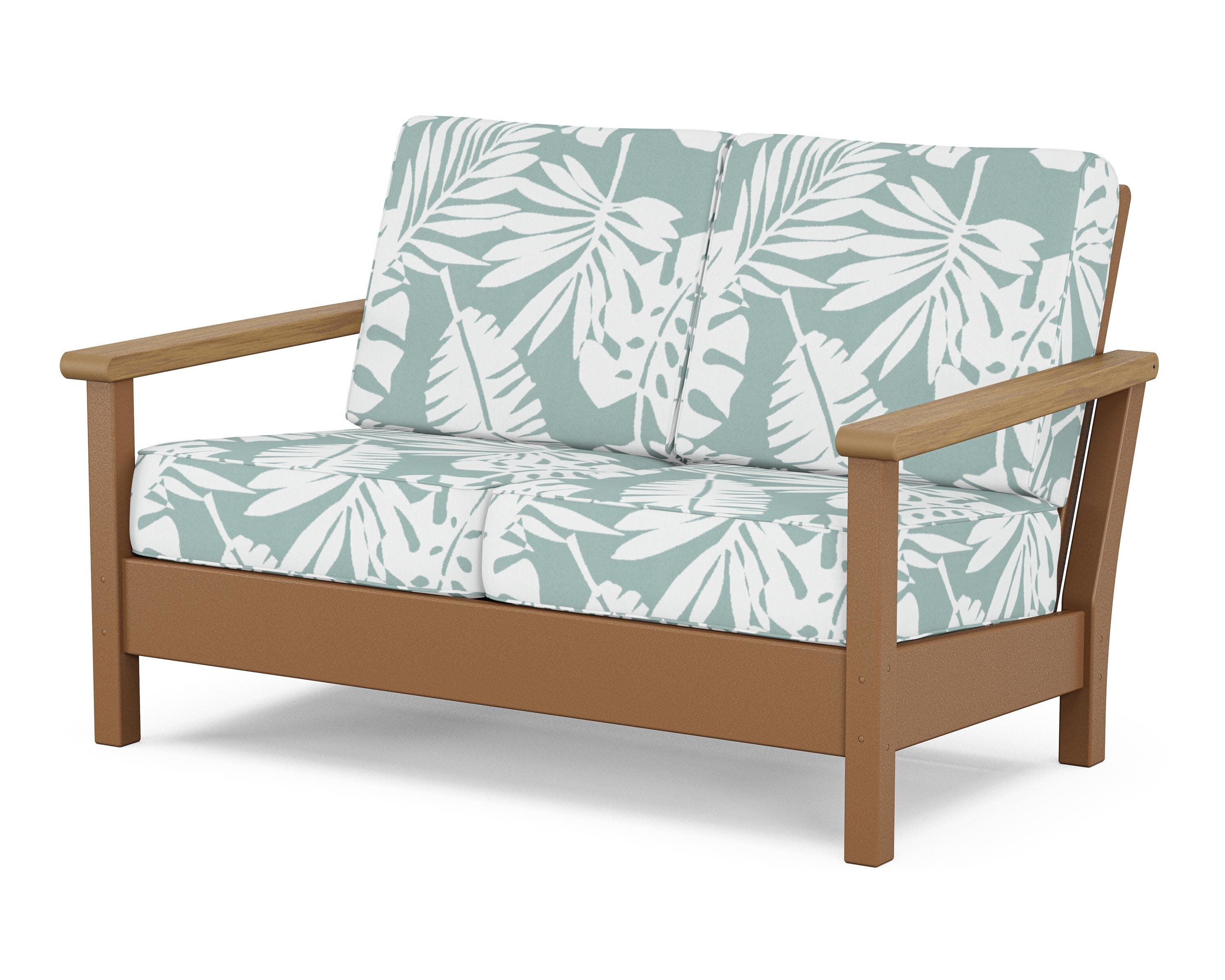 Harbour Deep Seating Loveseat in Teak / Natural / Leaf Glacier Spa