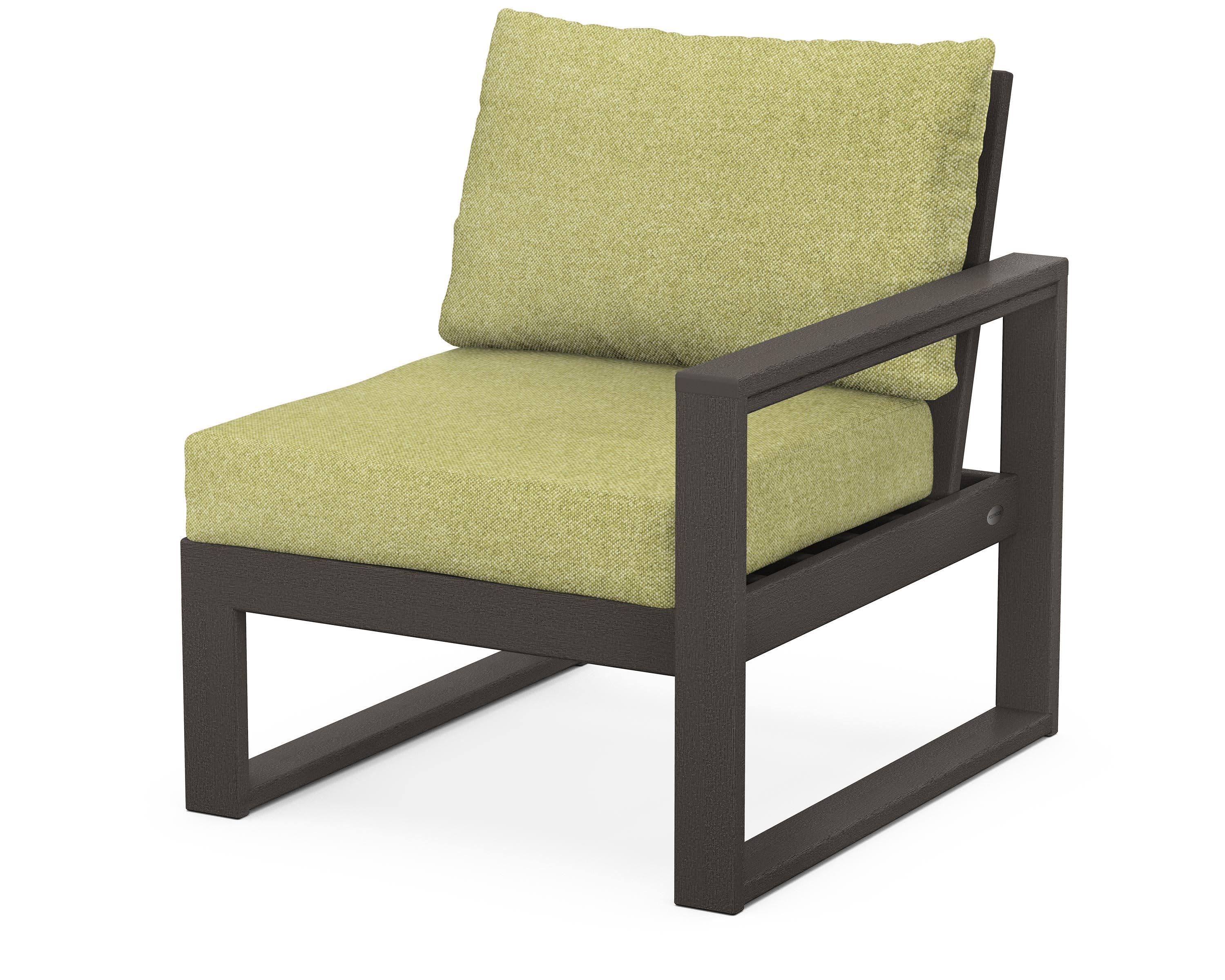EDGE Modular Right Arm Chair in Vintage Coffee / Chartreuse Boucle