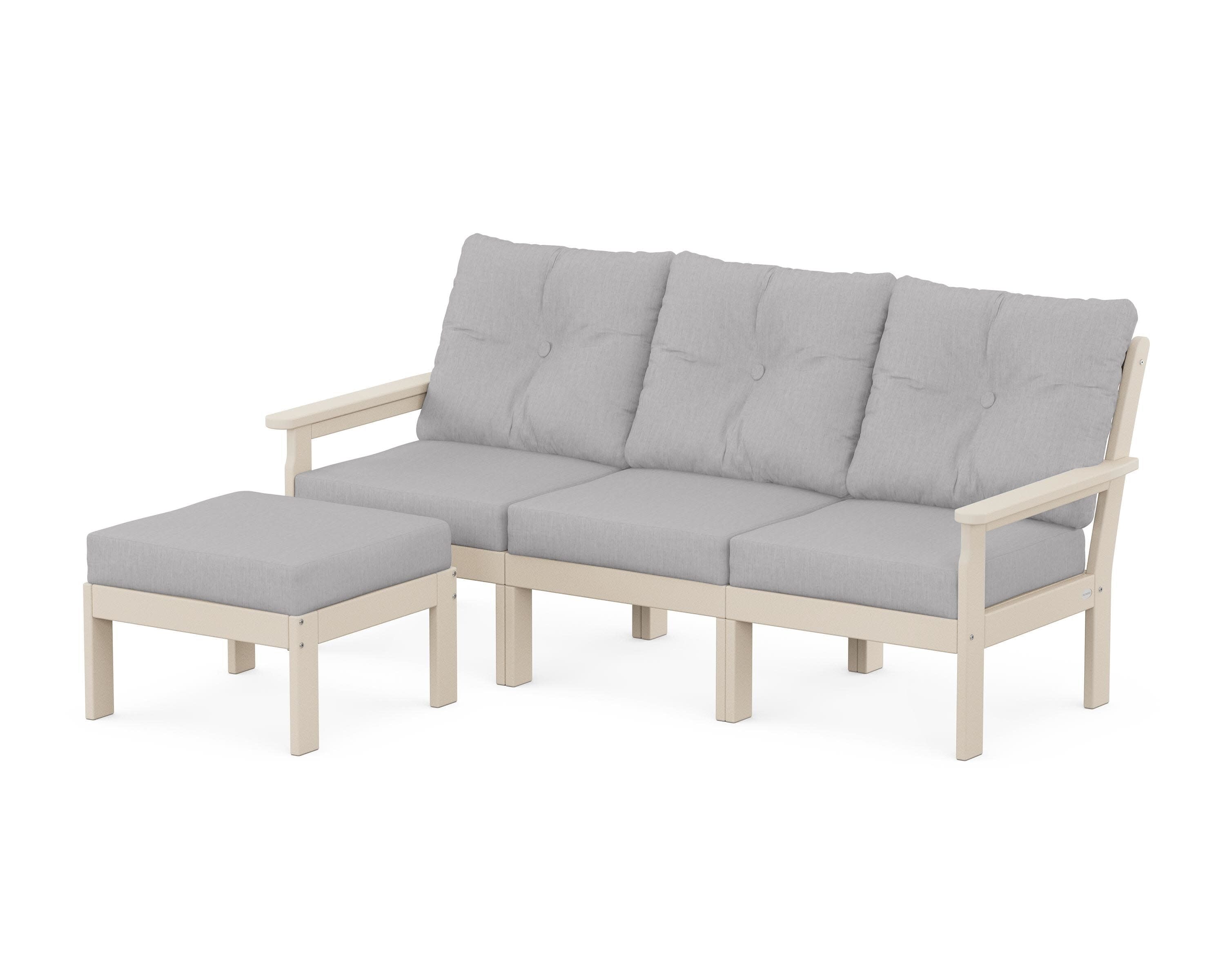 Vineyard 4-Piece Sectional with Ottoman in Sand / Granite