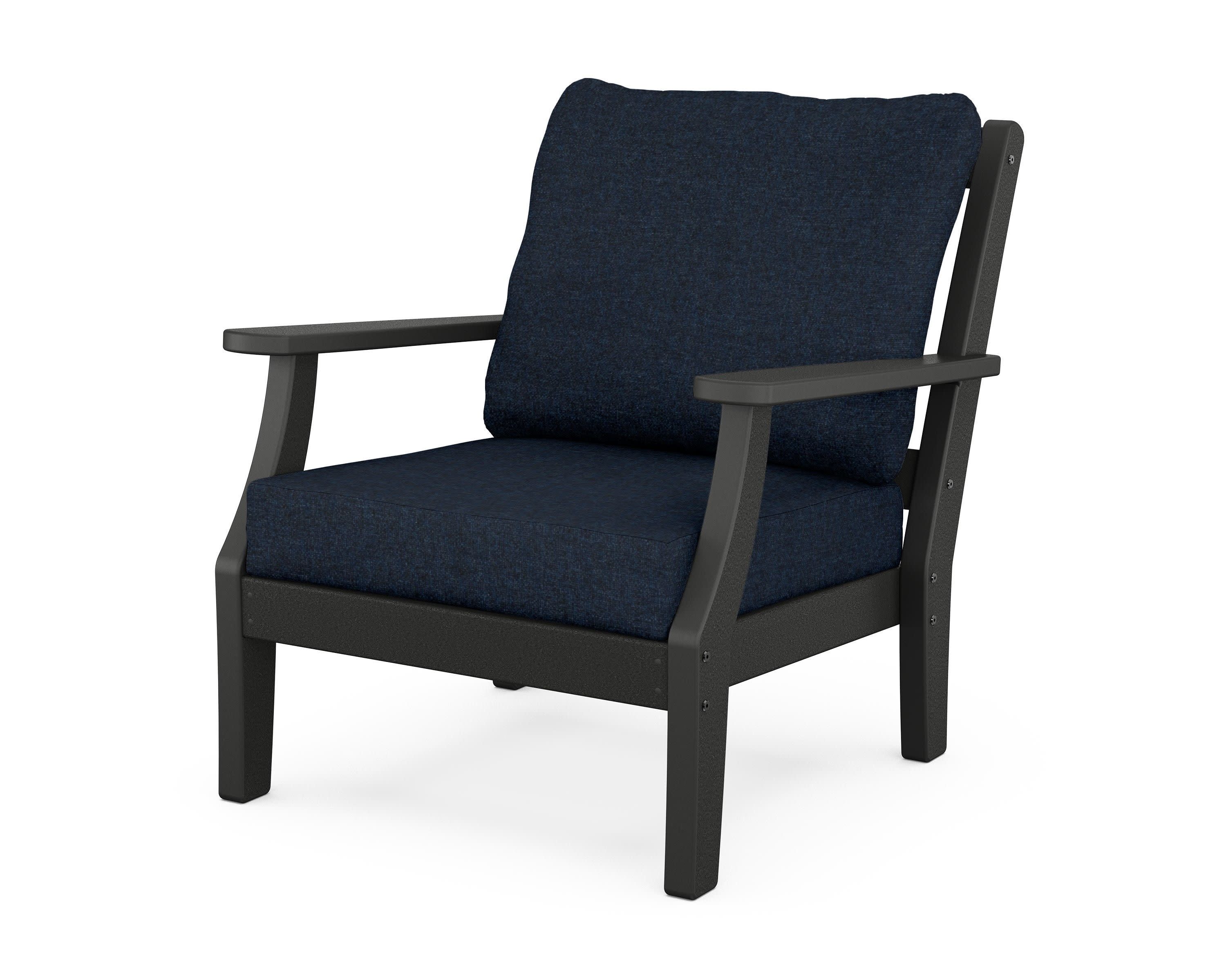 Chinoiserie Deep Seating Chair in Black / Marine Indigo