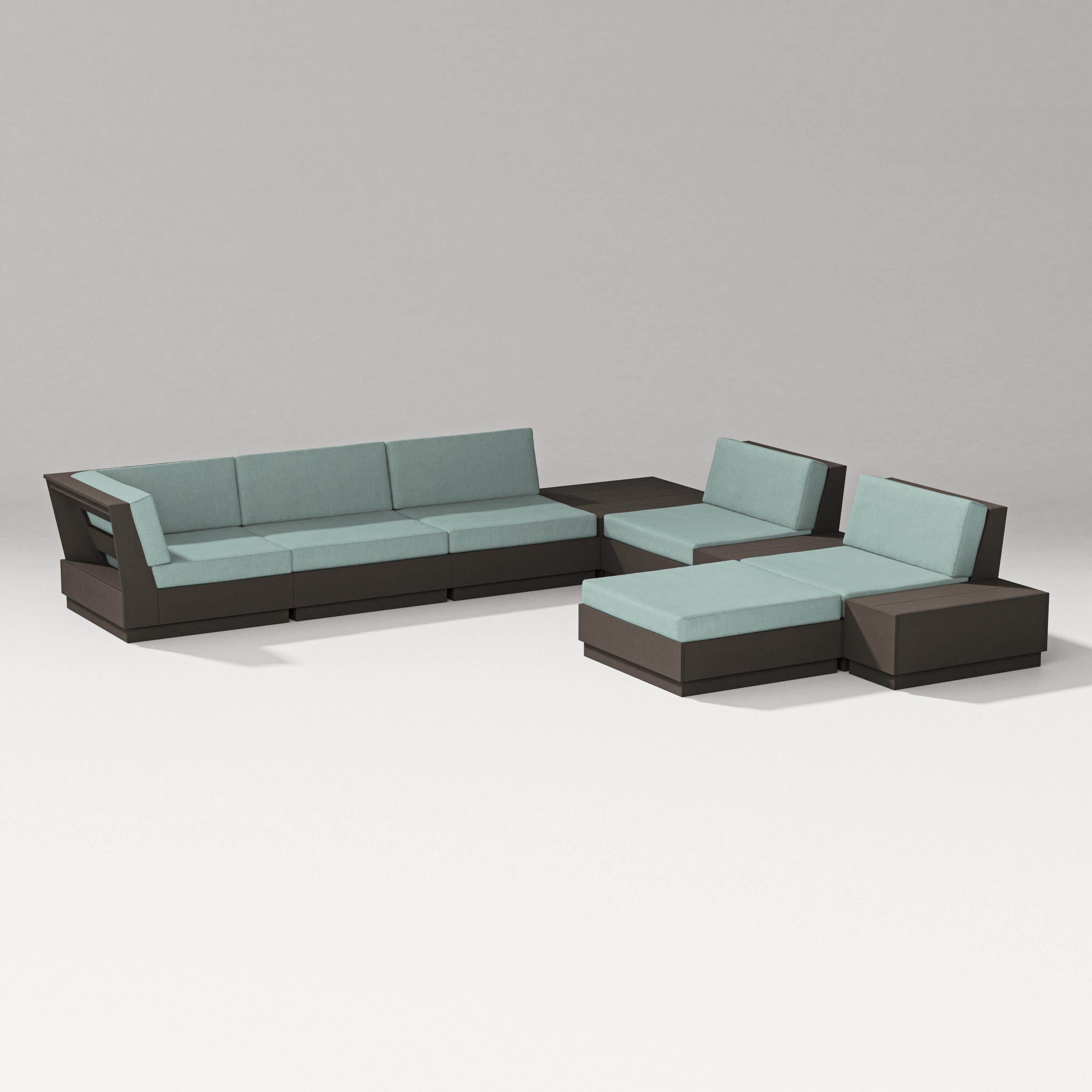 Elevate 9-Piece Conversation Sectional in Vintage Coffee / Glacier Spa
