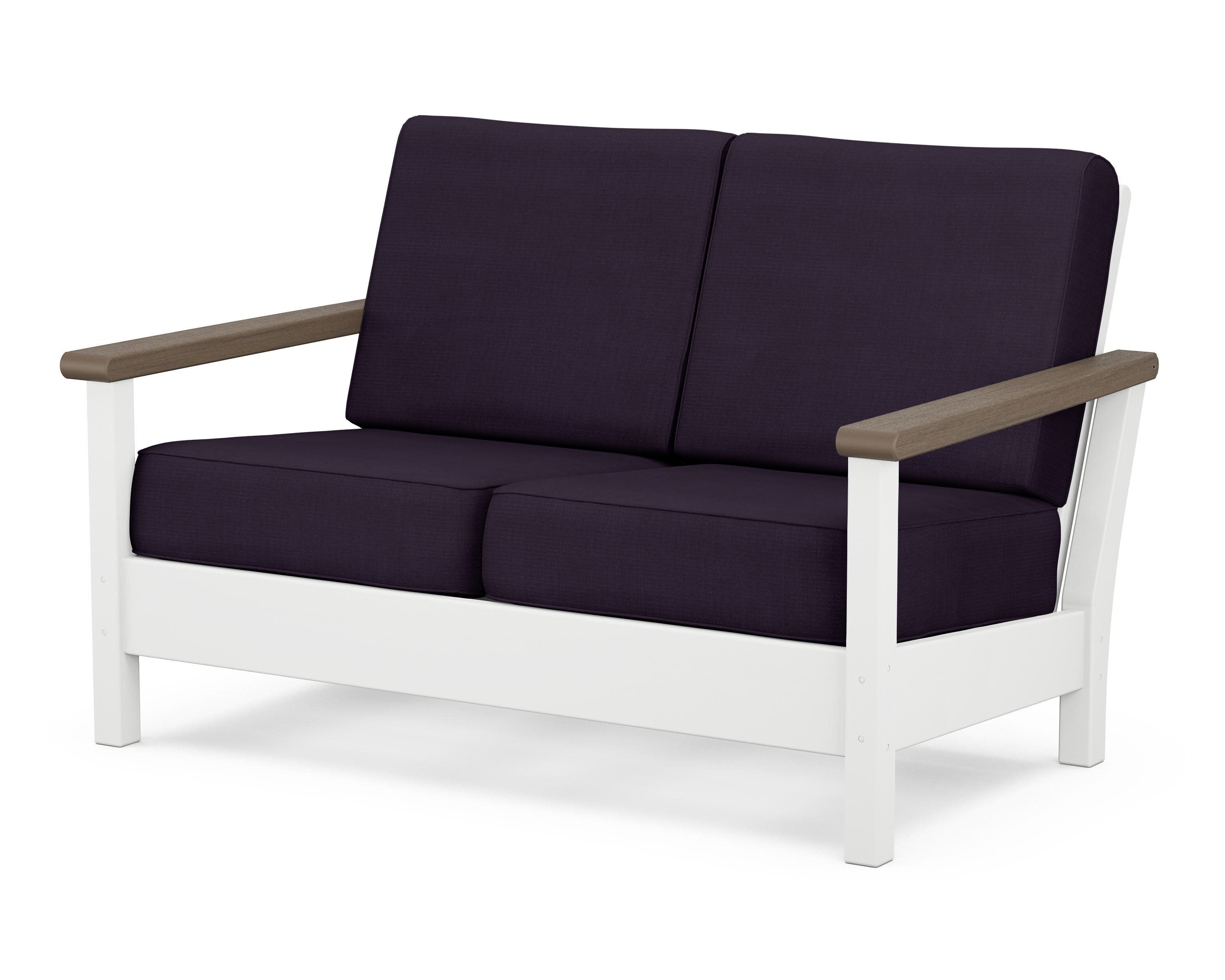 Harbour Deep Seating Loveseat in White / Kona / Navy Linen