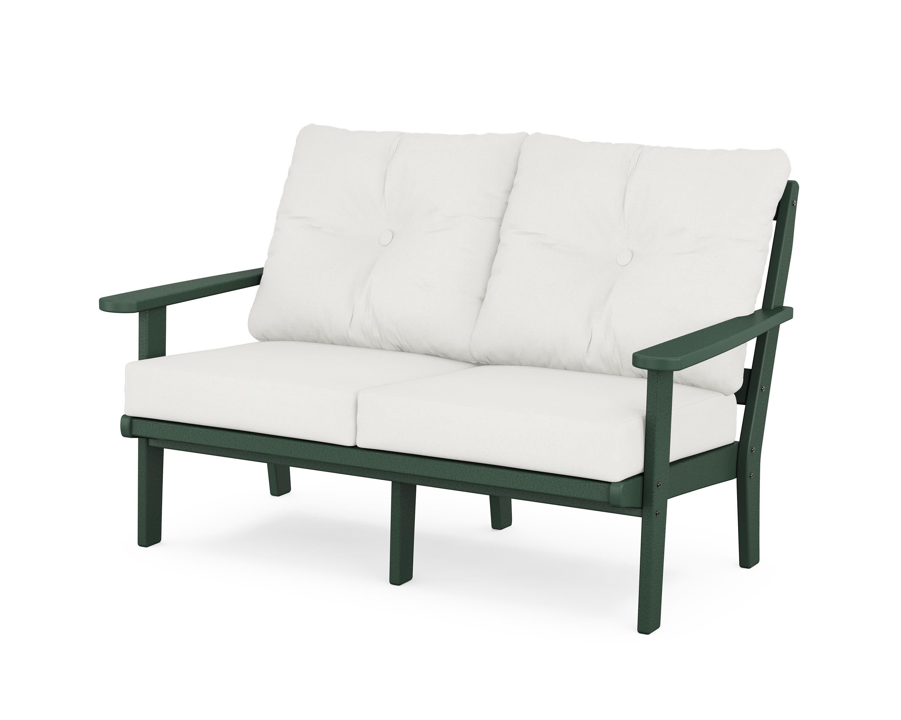Mission Deep SeatingLoveseat in Green / Natural Linen