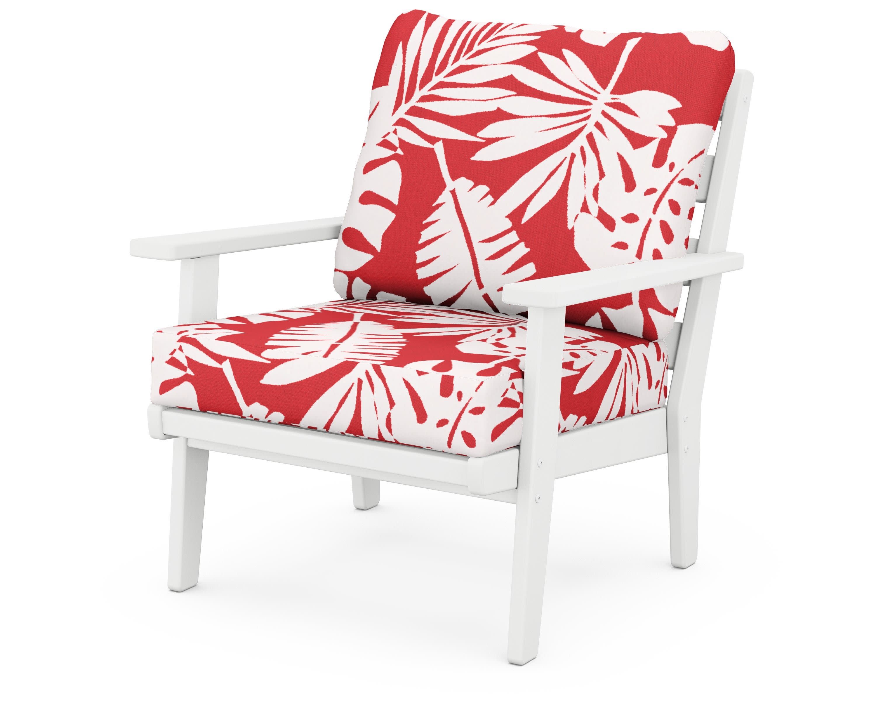 Grant Park Deep Seating Chair in White / Leaf Crimson