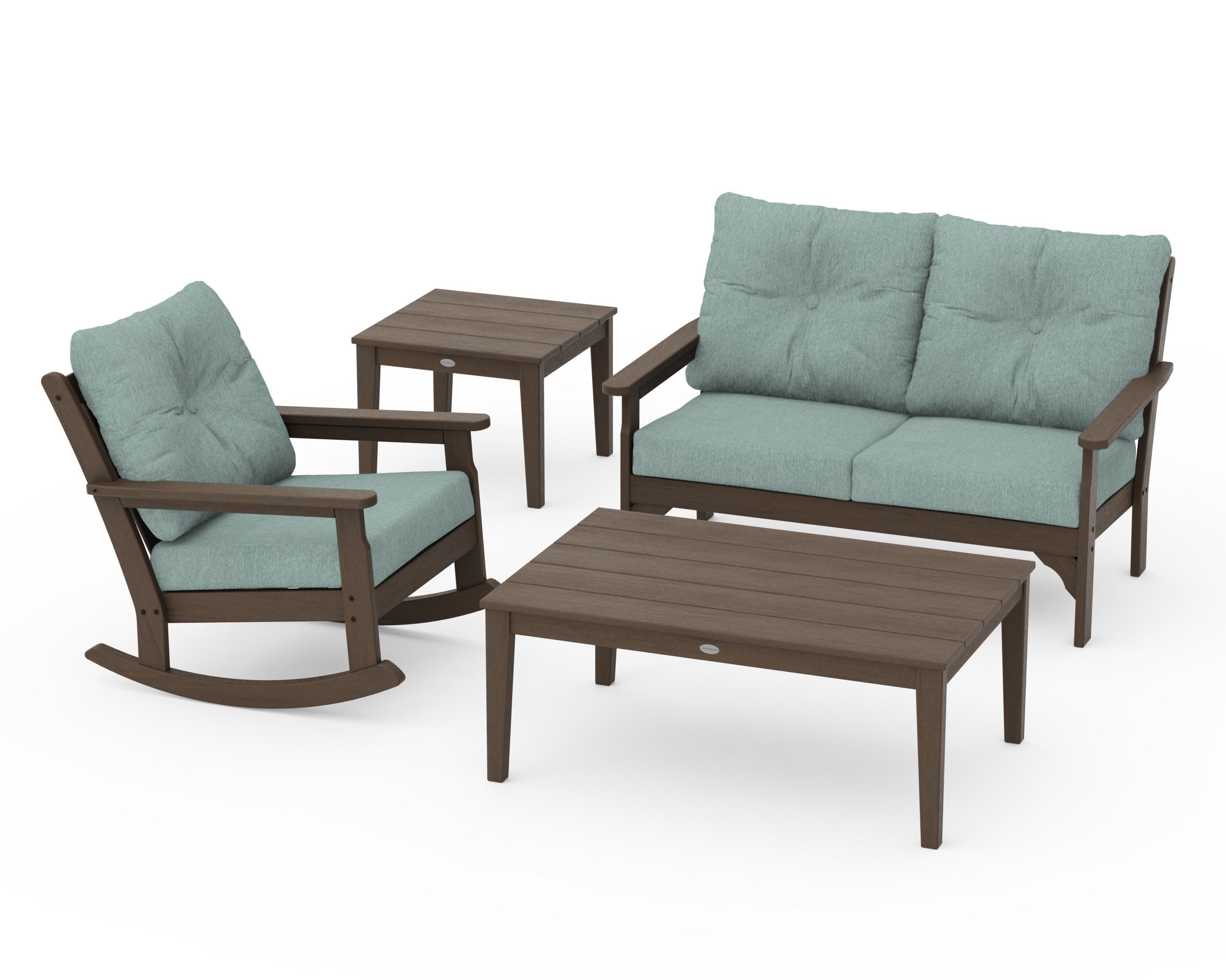 Vineyard 4-Piece Deep Seating Rocker Set in Kona / Glacier Spa