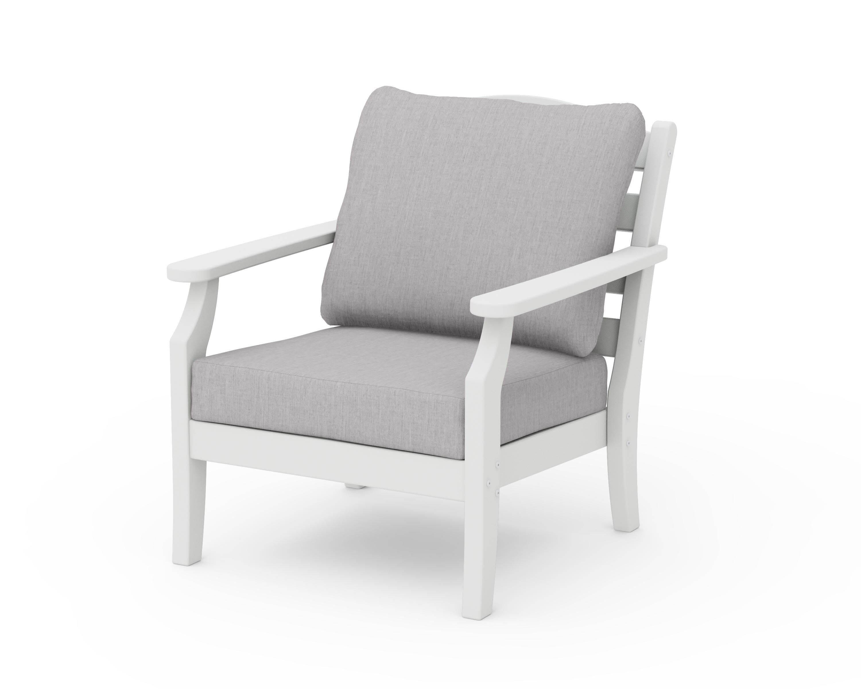 Savannah Deep Seating Chair in White / Granite