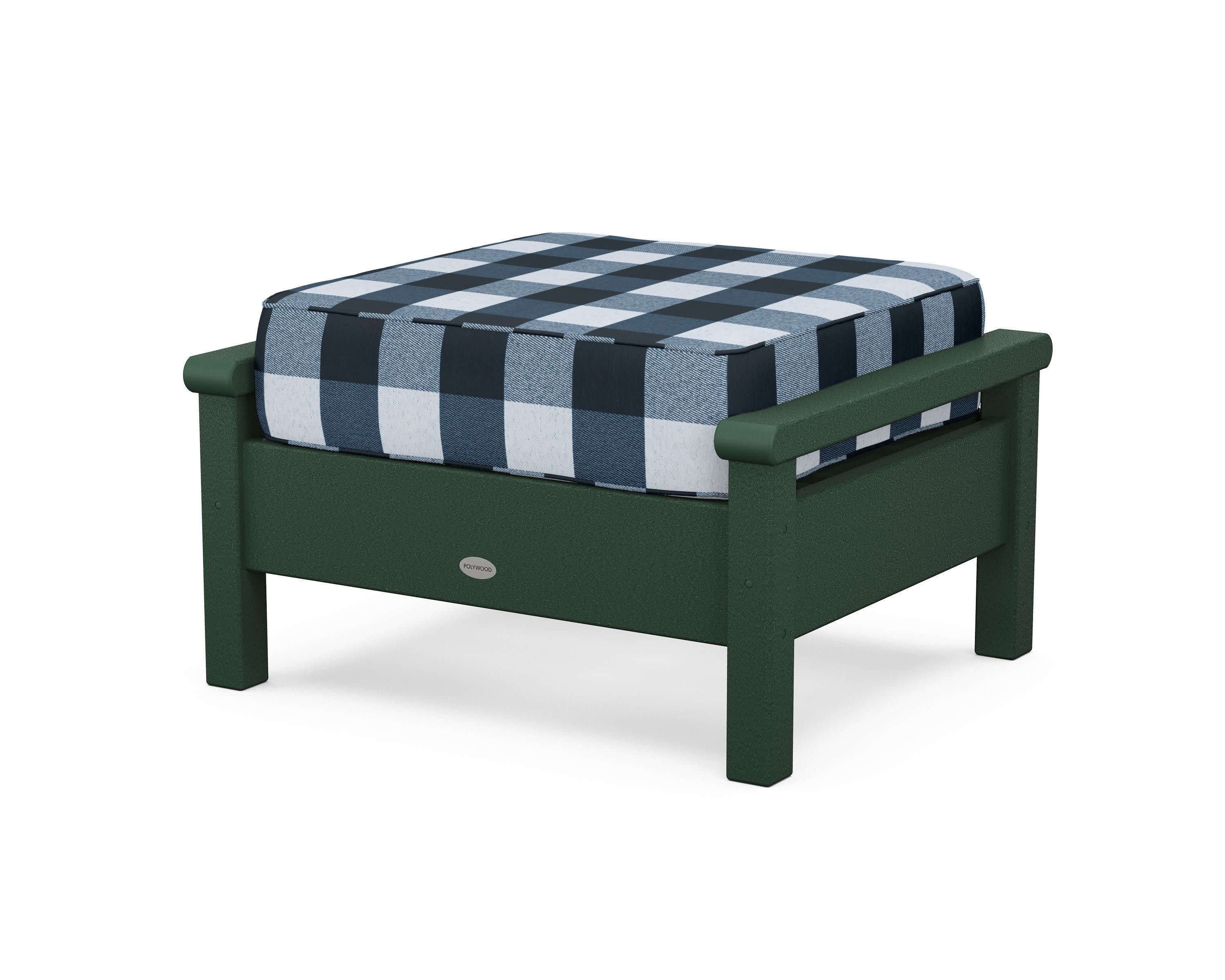 Harbour Deep Seating Ottoman in Green / Buffalo Plaid Marine Indigo