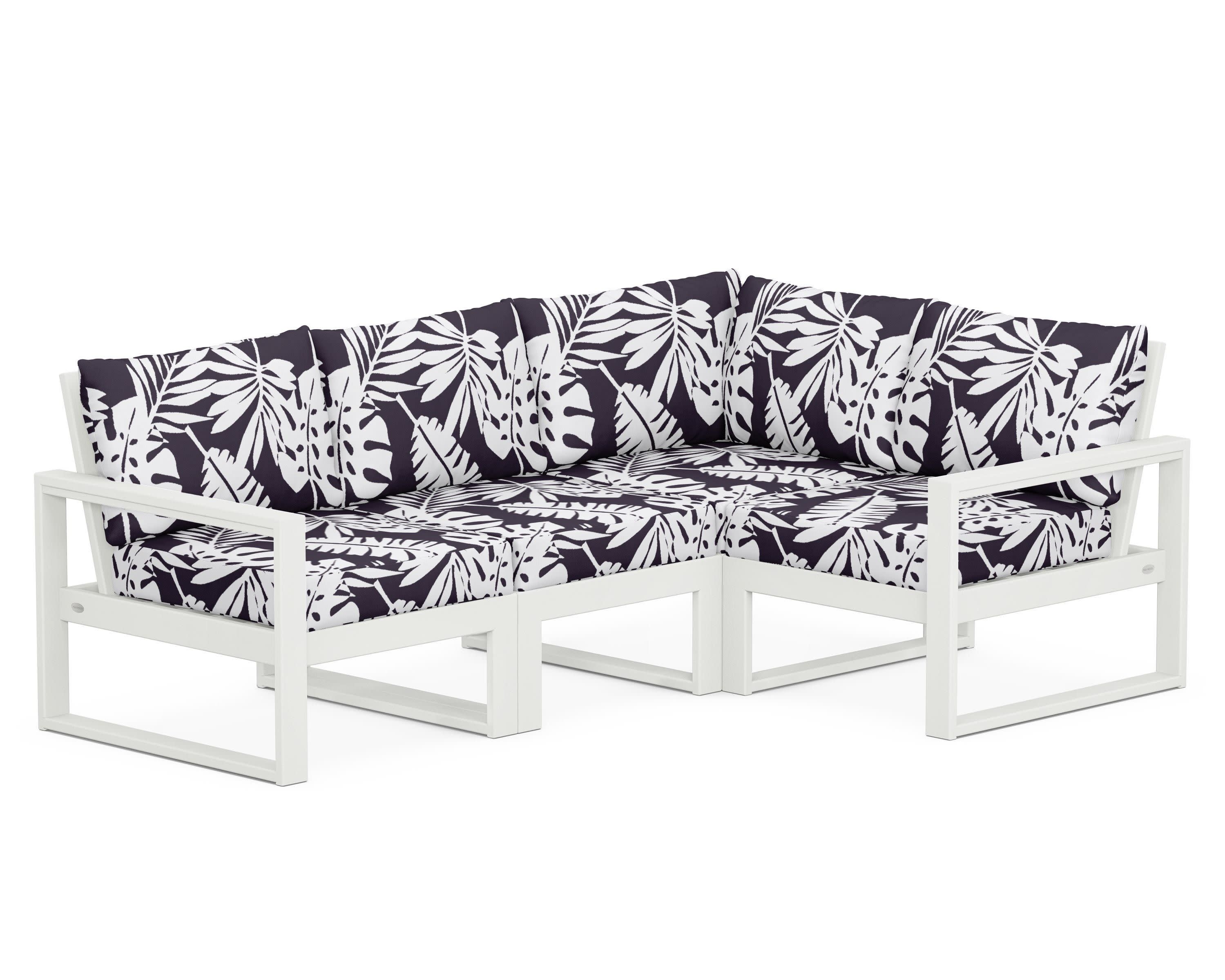 EDGE 4-Piece Modular Deep Seating Set in Vintage White / Leaf Navy