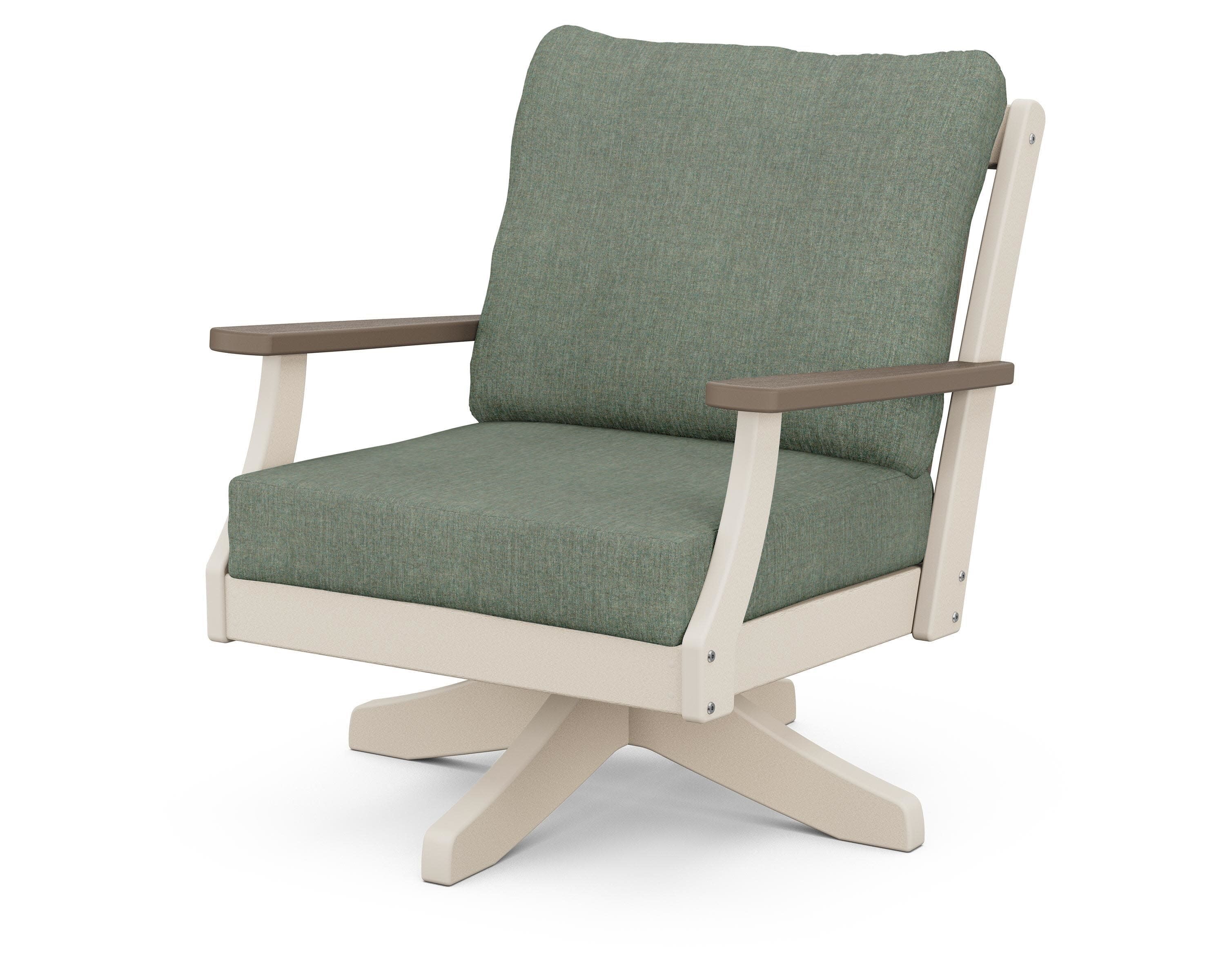 Braxton Deep Seating Swivel Chair in Sand / Kona / Cast Sage