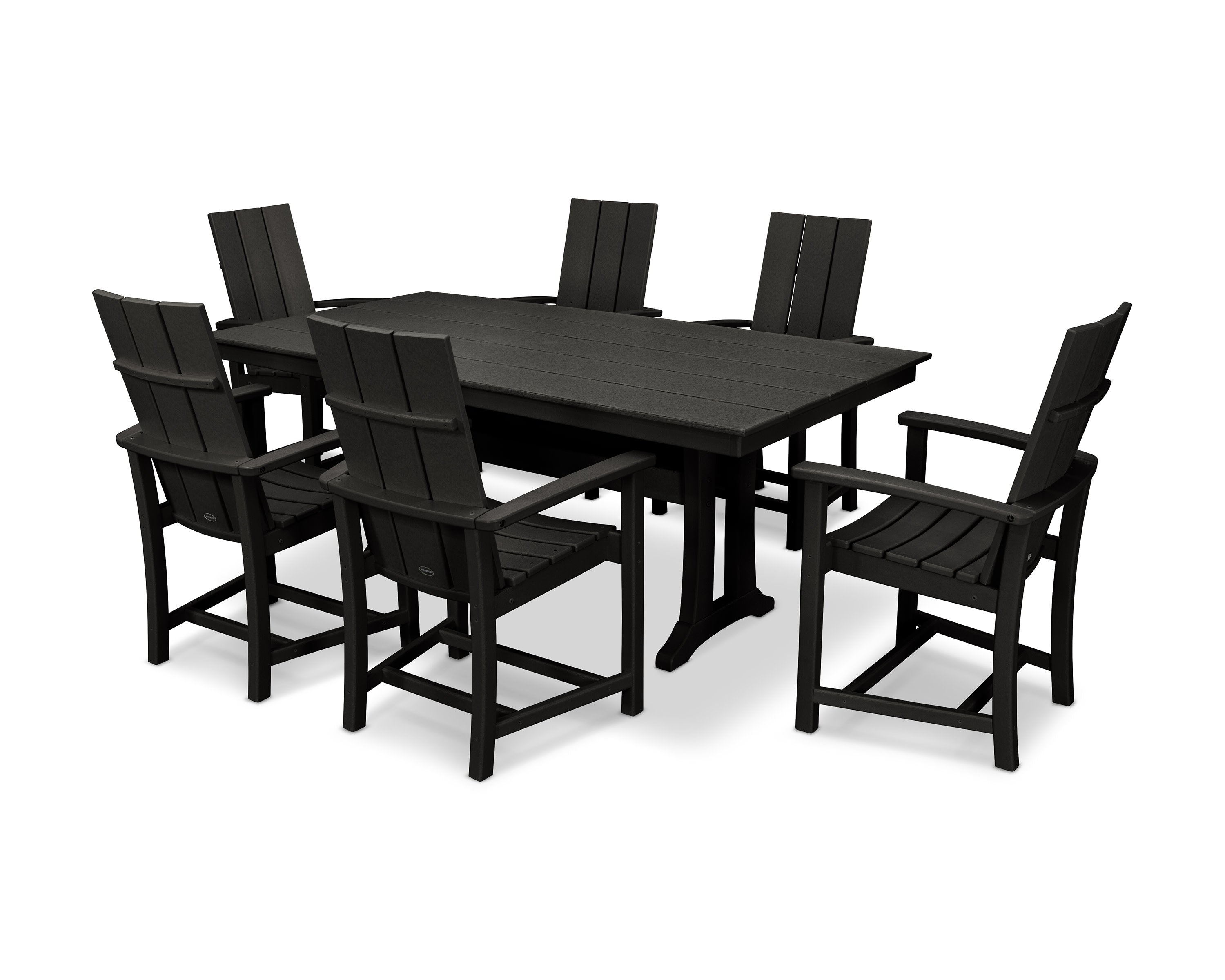 Modern Adirondack 7-Piece Farmhouse Dining Set with Trestle Legs in Black