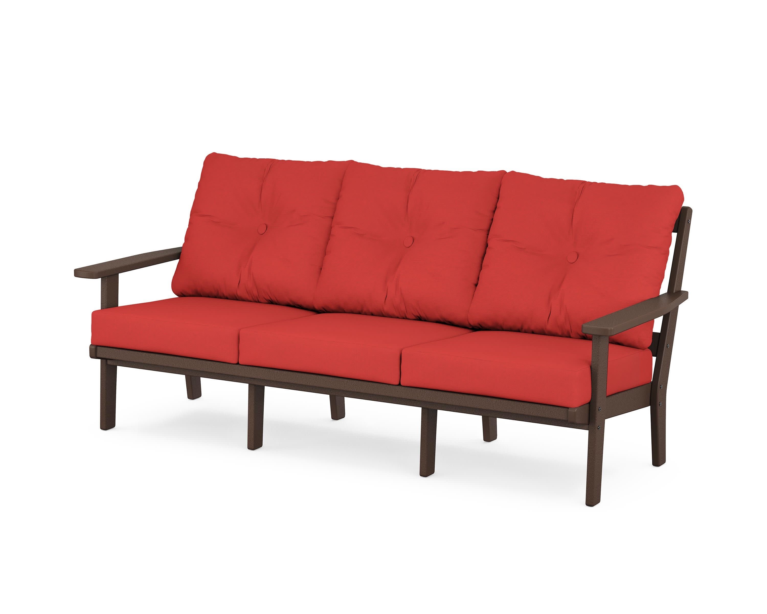 PrairieDeep Seating Sofa in Mahogany / Crimson Linen
