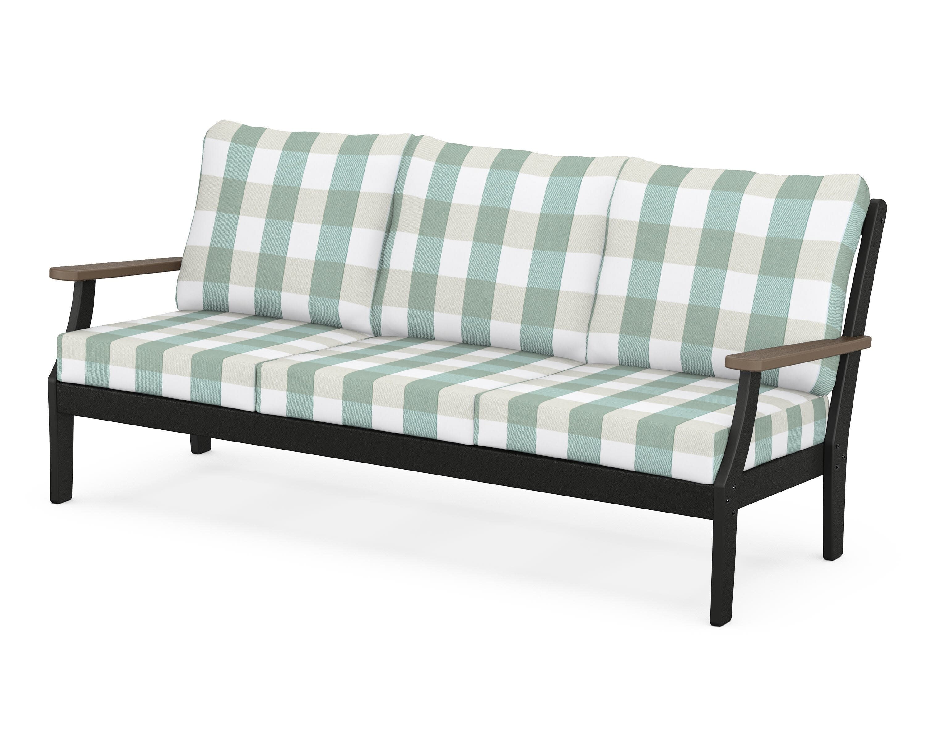 Braxton Deep Seating Sofa in Black / Kona / Buffalo Plaid Glacier Spa