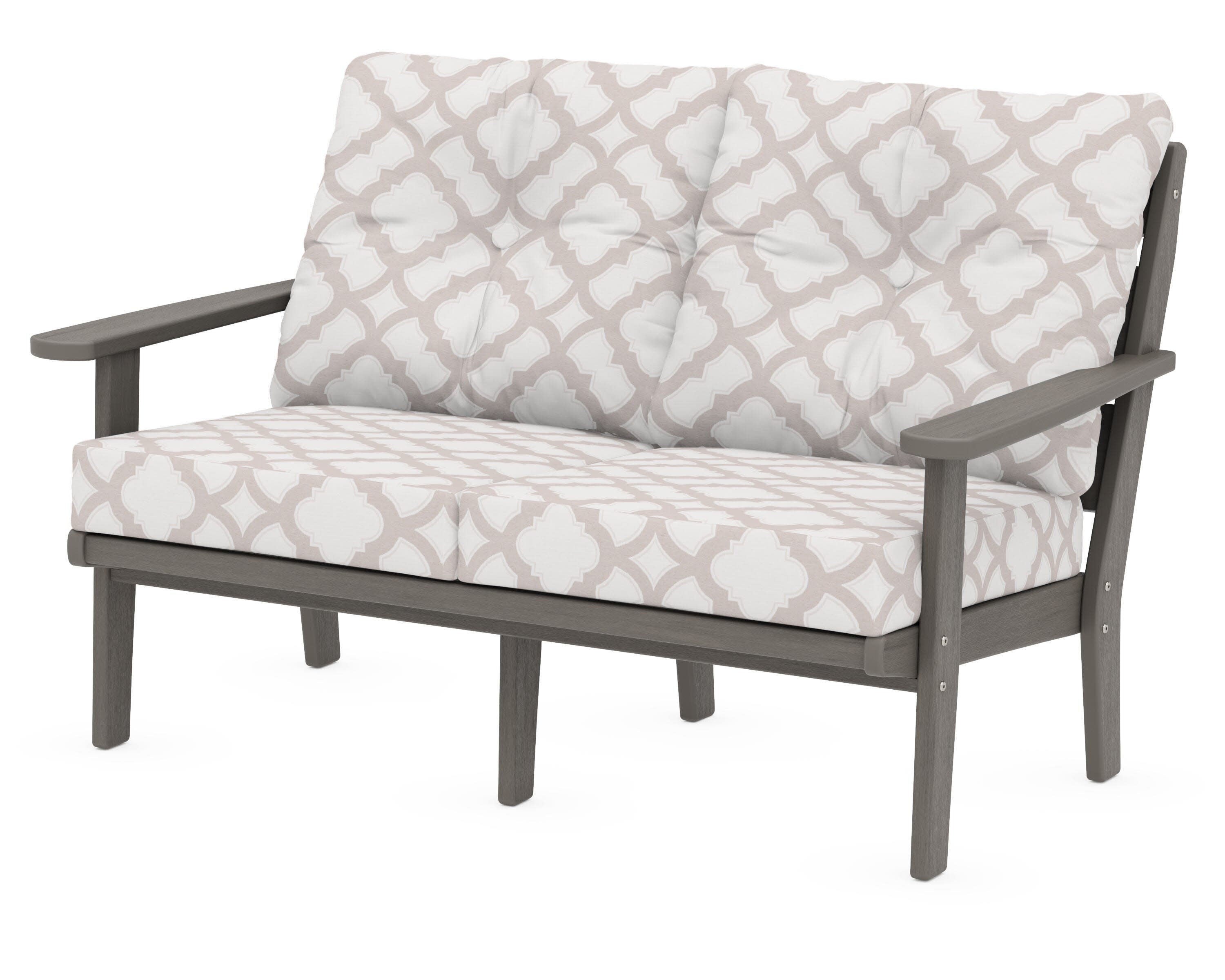 Lakeside Deep Seating Loveseat in Driftwood / Trellis Dune Burlap