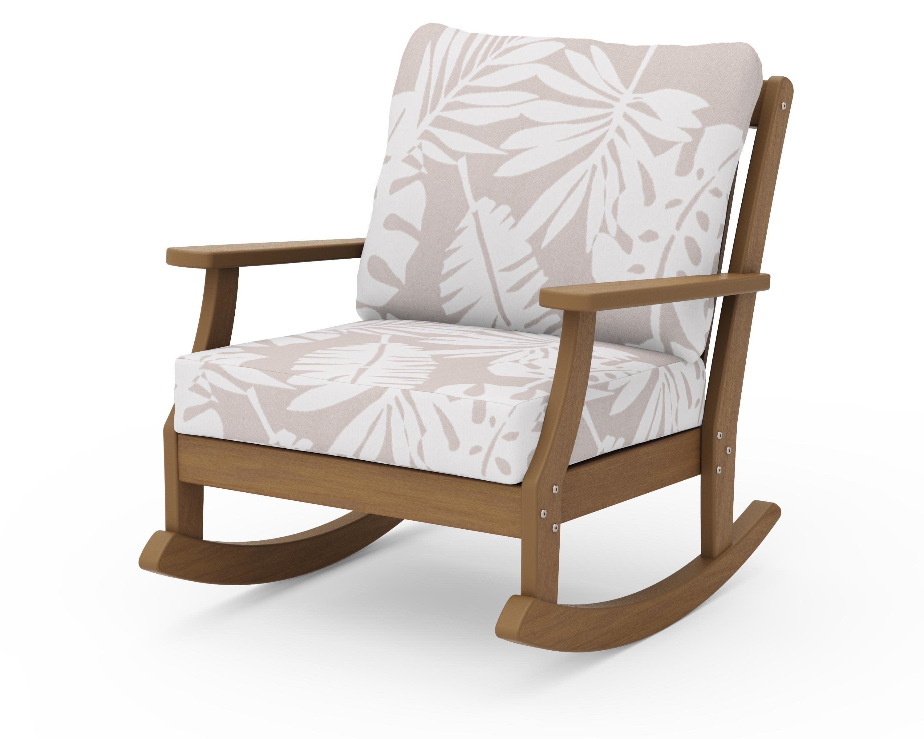Braxton Deep Seating Rocking Chair in Natural / Leaf Dune Burlap