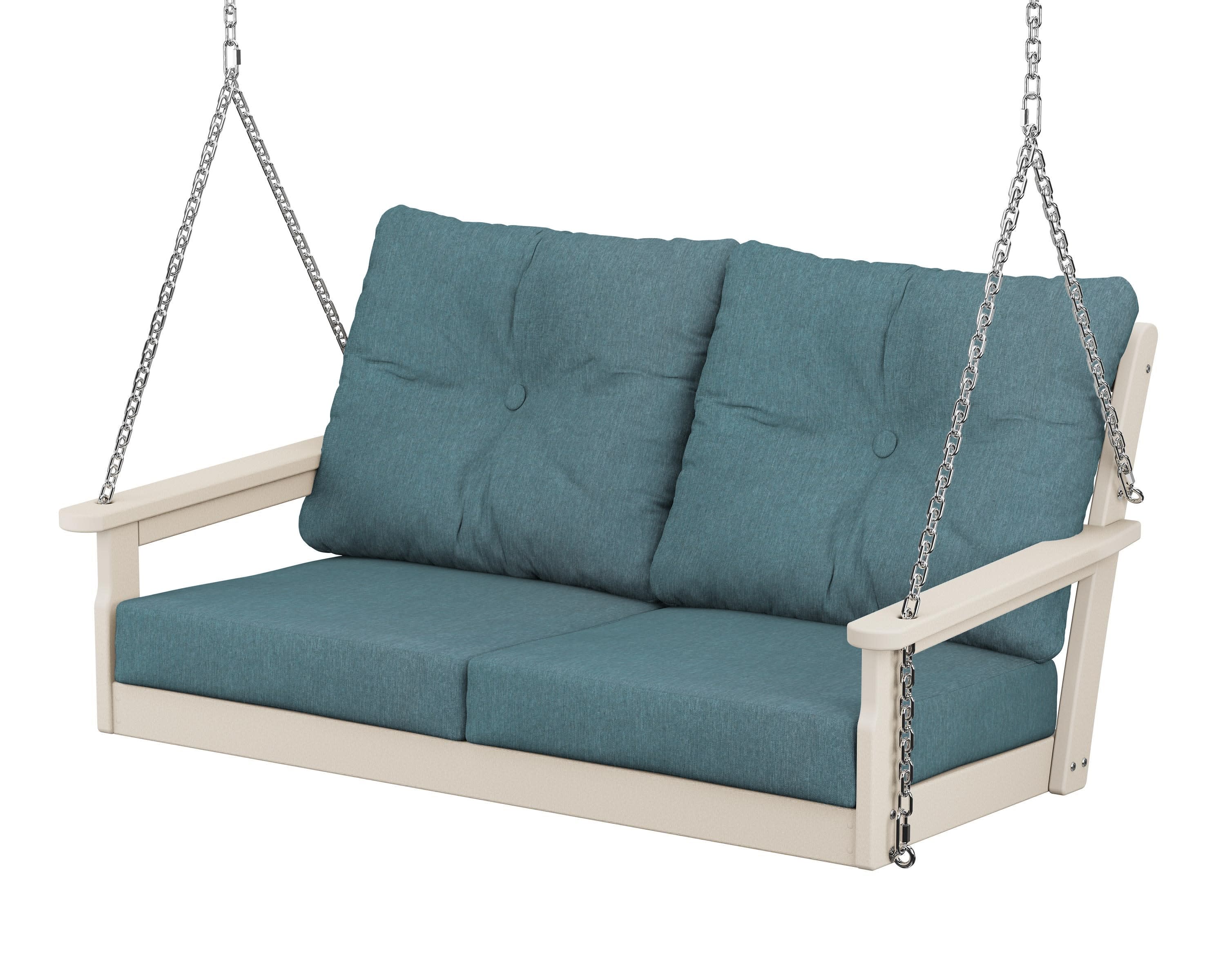 Vineyard Deep Seating Swing in Sand / Ocean Teal