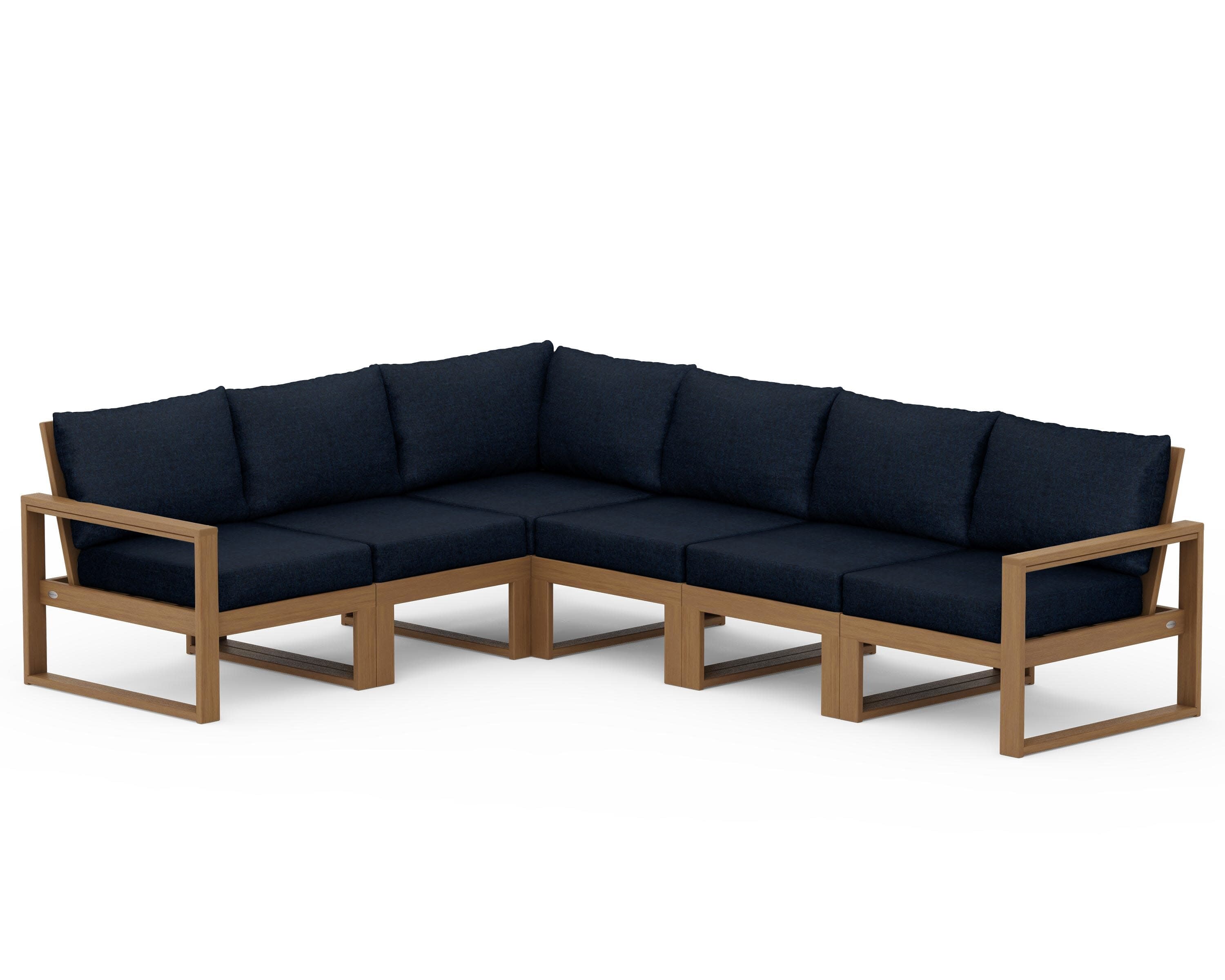 EDGE 6-Piece Modular Deep Seating Set in Natural / Marine Indigo