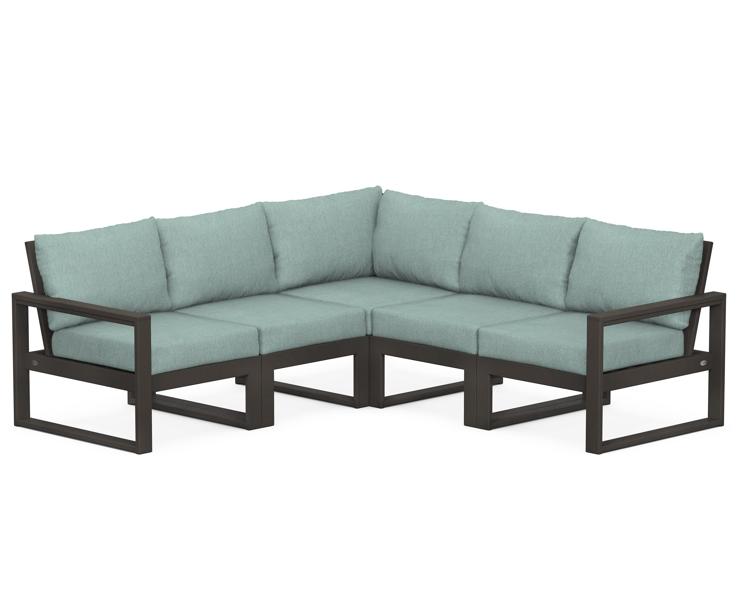 EDGE 5-Piece Modular Deep Seating Set in Vintage Coffee / Glacier Spa