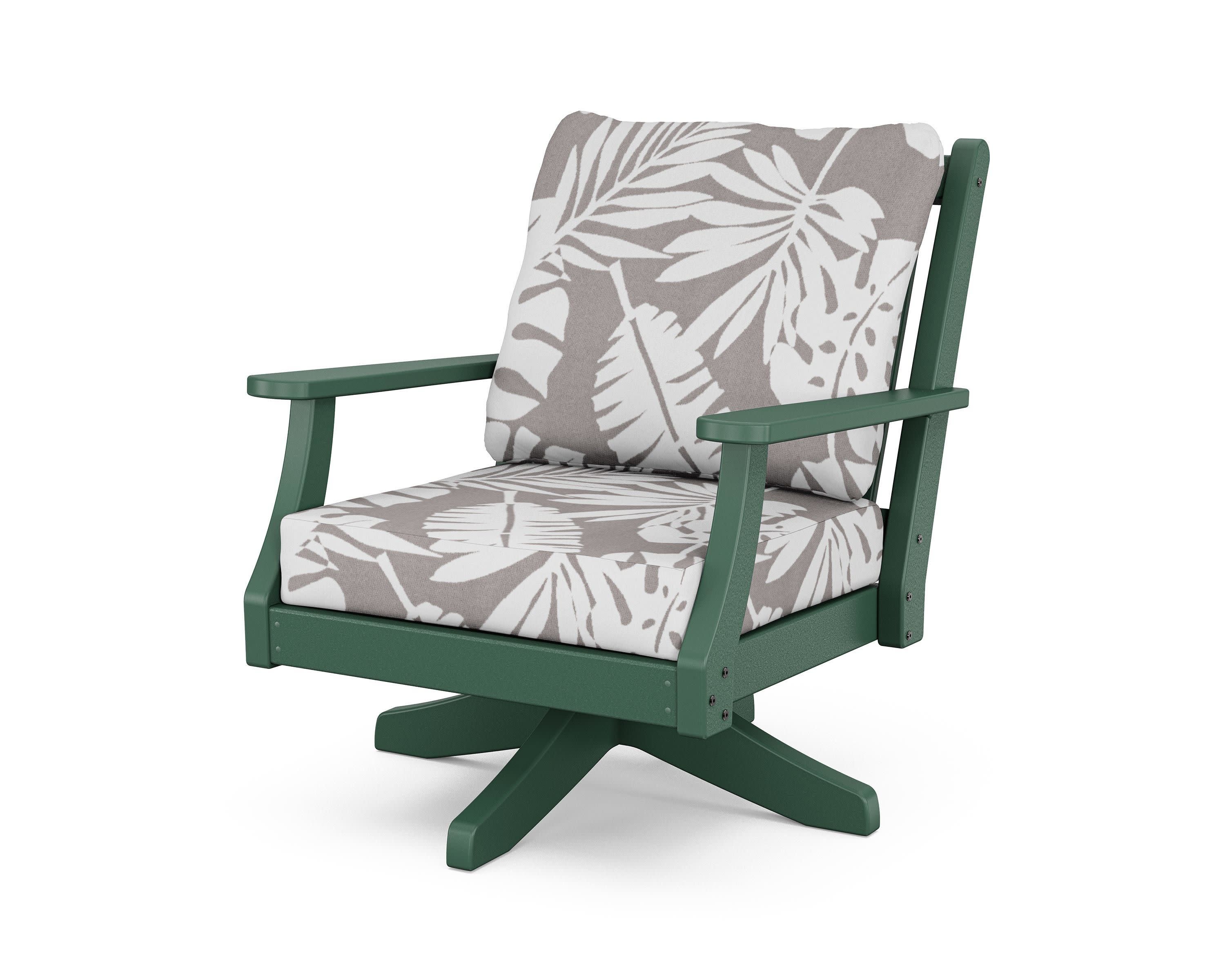 Wovendale Deep Seating Swivel Chair in Green / Leaf Grey Mist