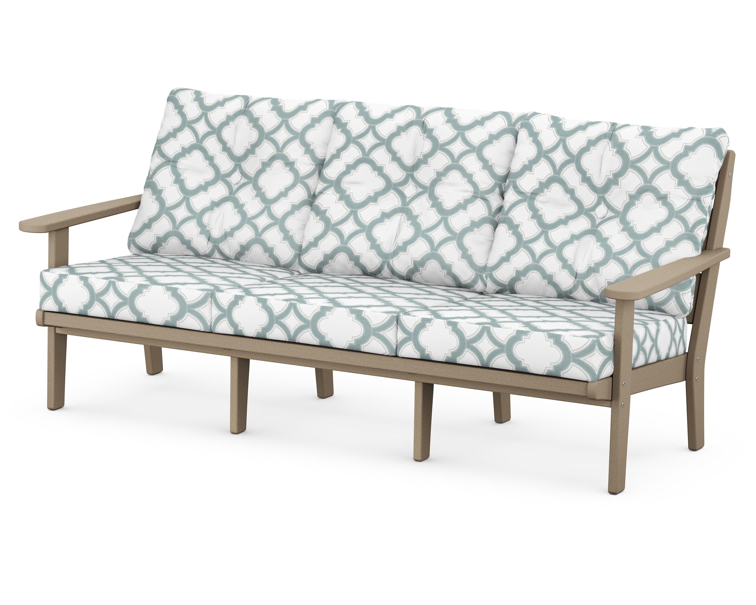 Lakeside Deep Seating Sofa in Vintage Sahara / Trellis Glacier Spa