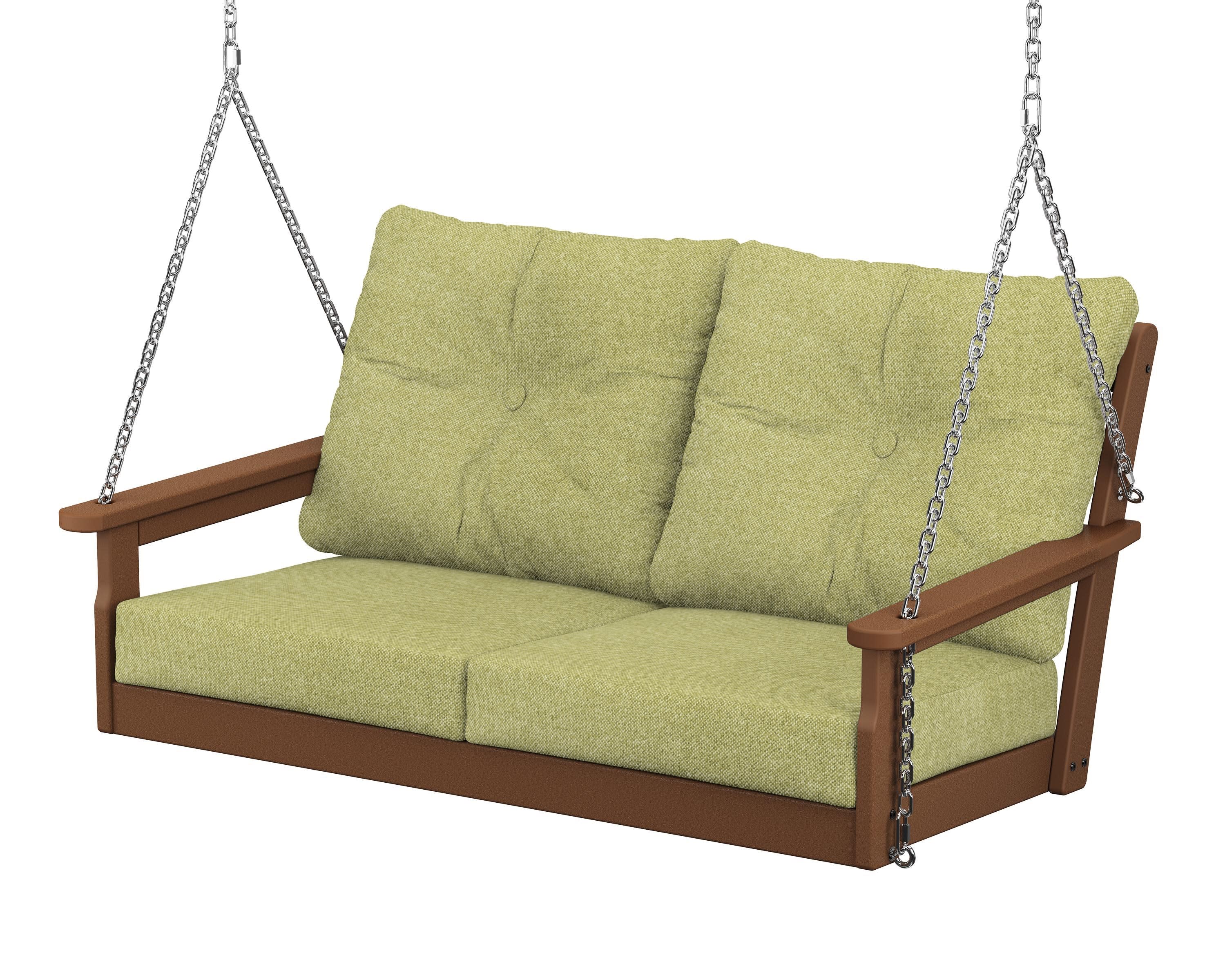 Vineyard Deep Seating Swing in Teak / Chartreuse Boucle