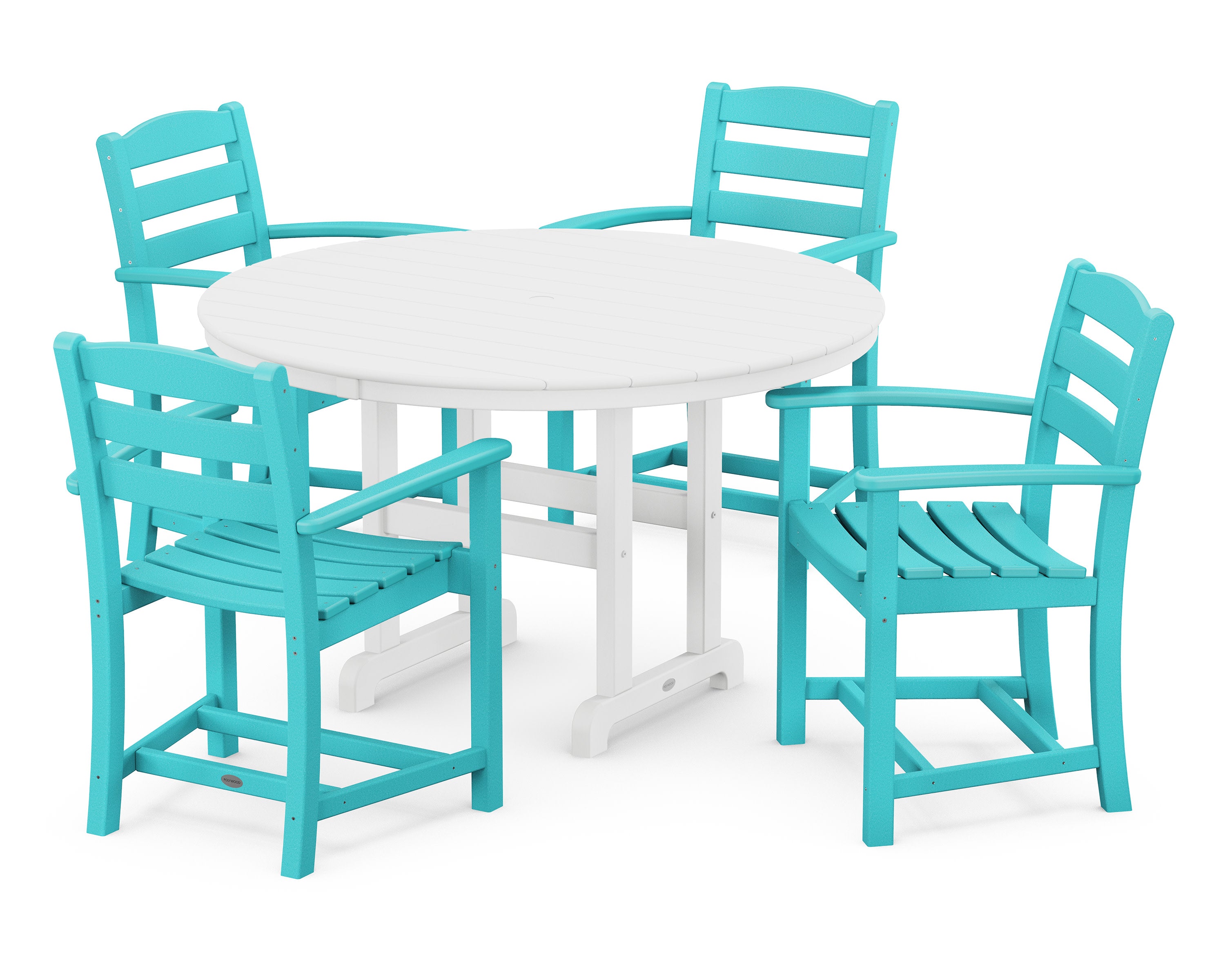 La Casa Caf 5-Piece Round Farmhouse Dining Set in Aruba / White