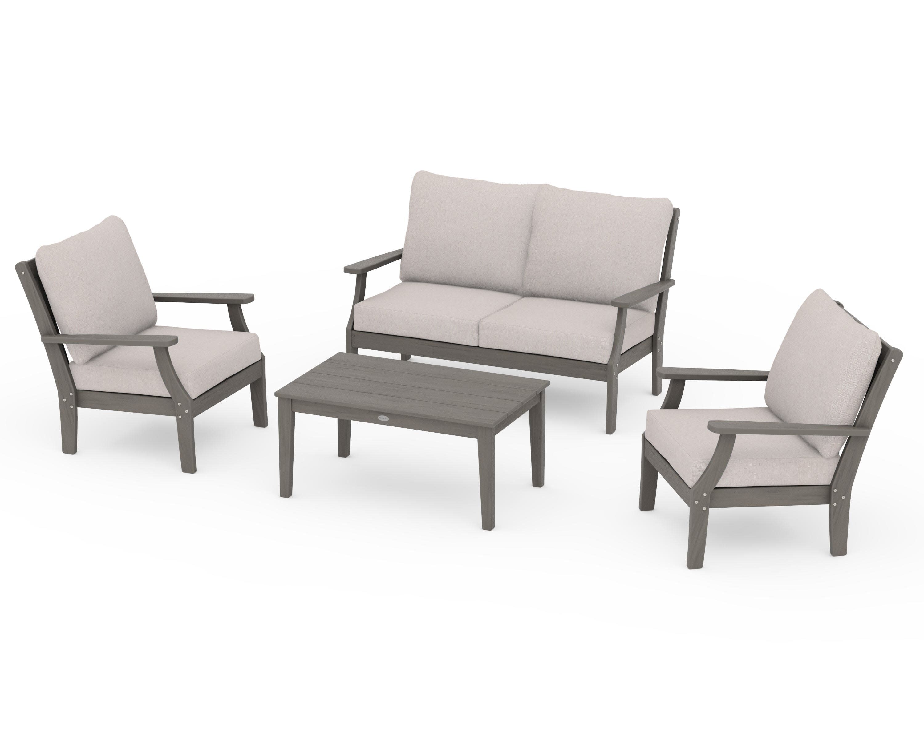 Braxton 4-Piece Deep Seating Chair Set in Driftwood / Dune Burlap